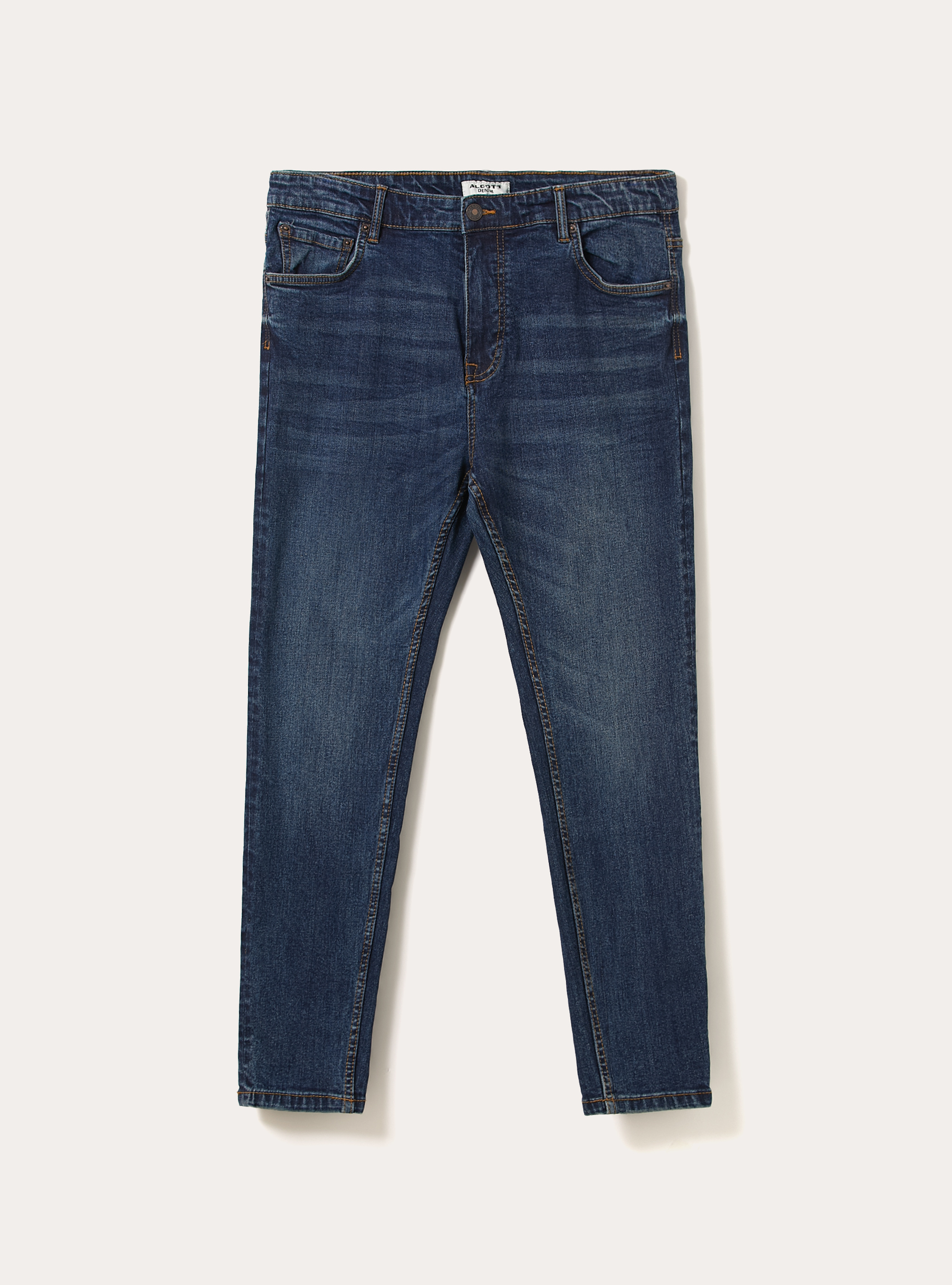 Stretch denim carrot fit jeans, D001 DEEP BLUE