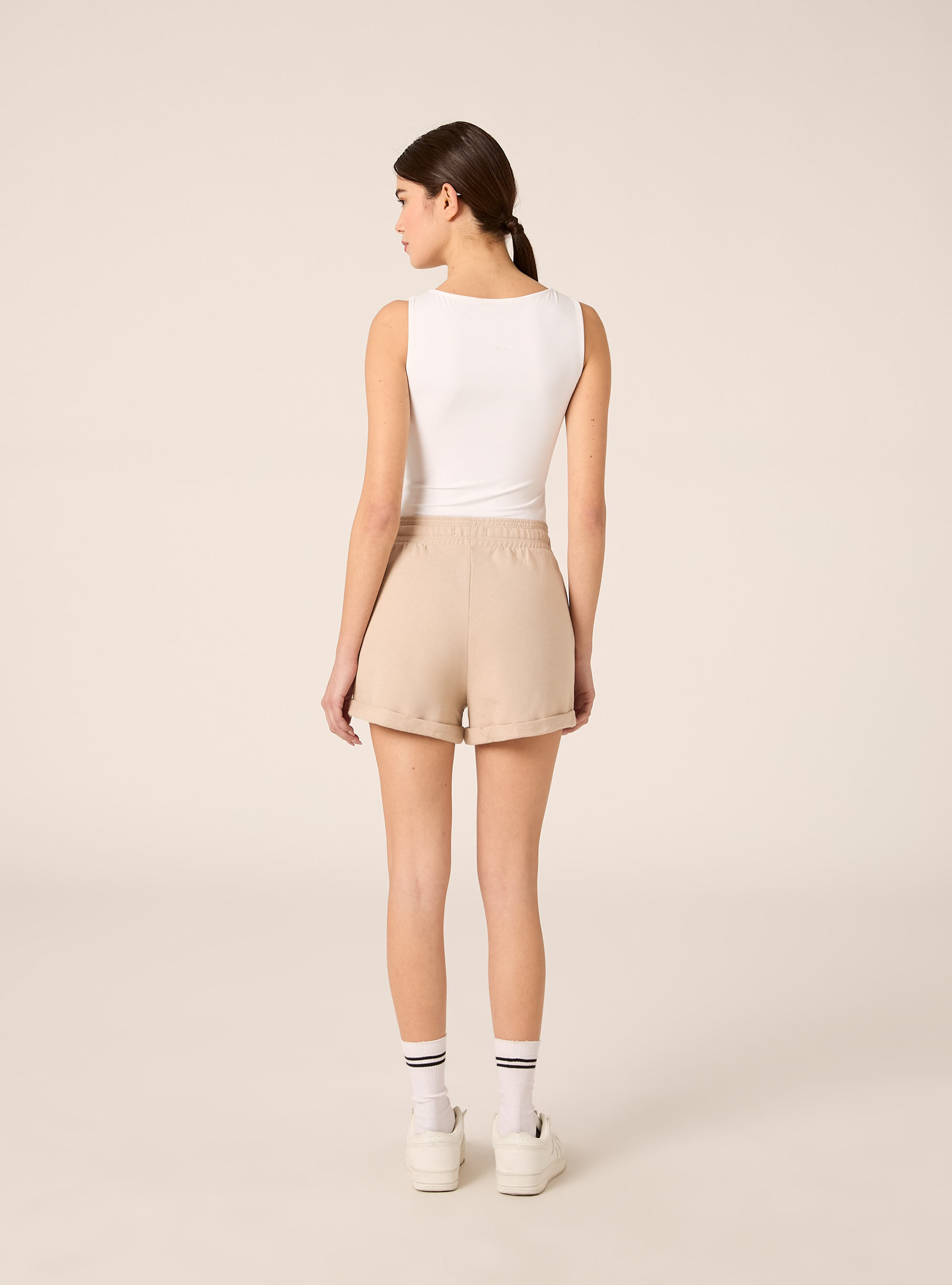 Sweat-Shorts aus Baumwolle mit Elastikbund, BG2 BEIGE MEDIUM