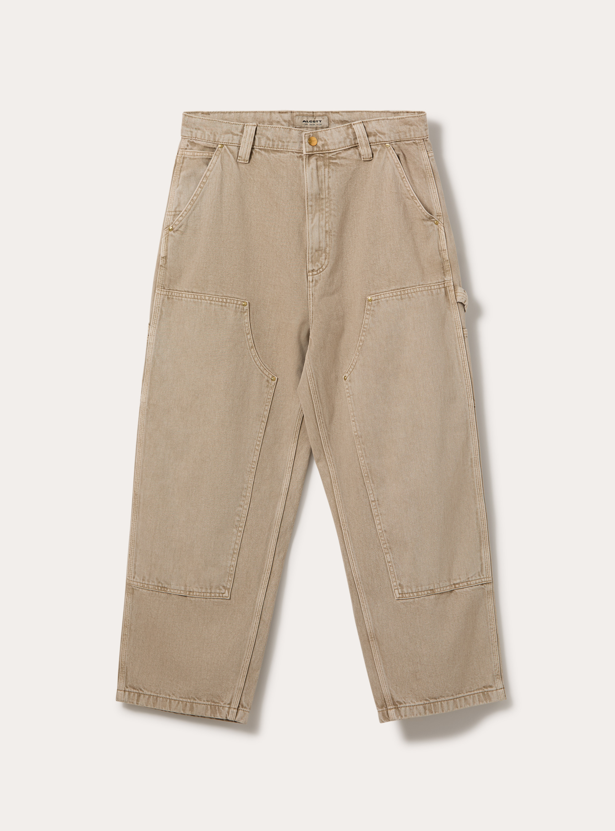 Wide leg carpenter trousers with rivets, BG2 BEIGE MEDIUM