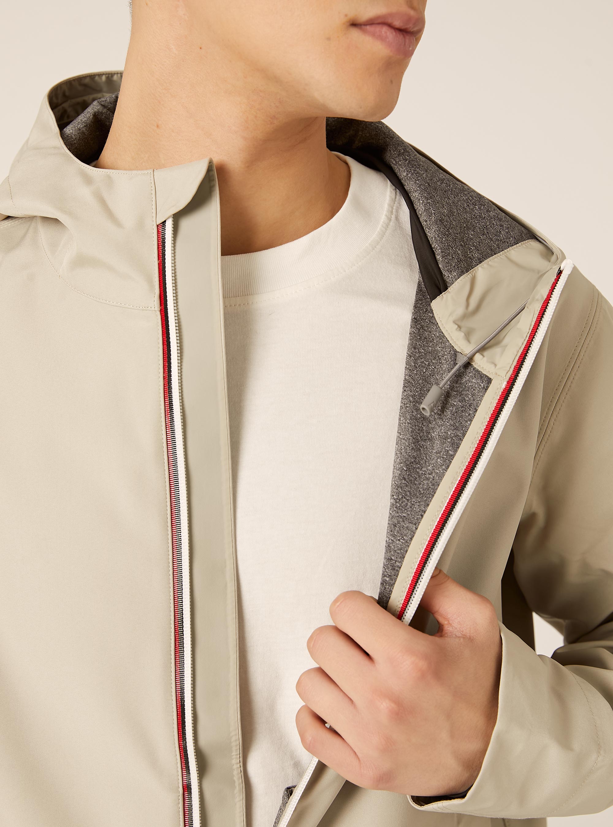 Technical windproof jacket with hood, CR3 CREAM LIGHT