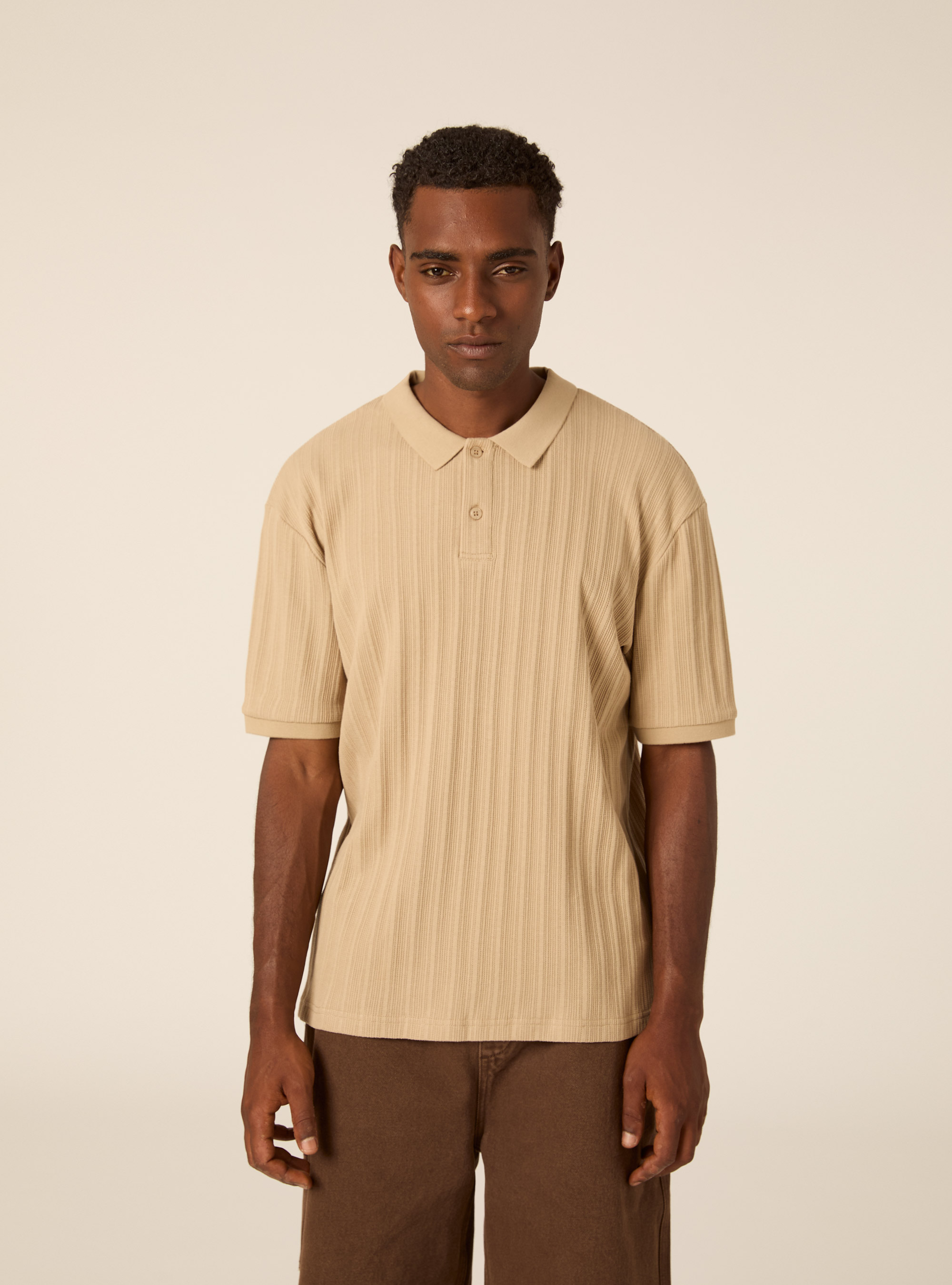 Polo de Jersey Estructurado Regular Fit, BG2 BEIGE MEDIUM