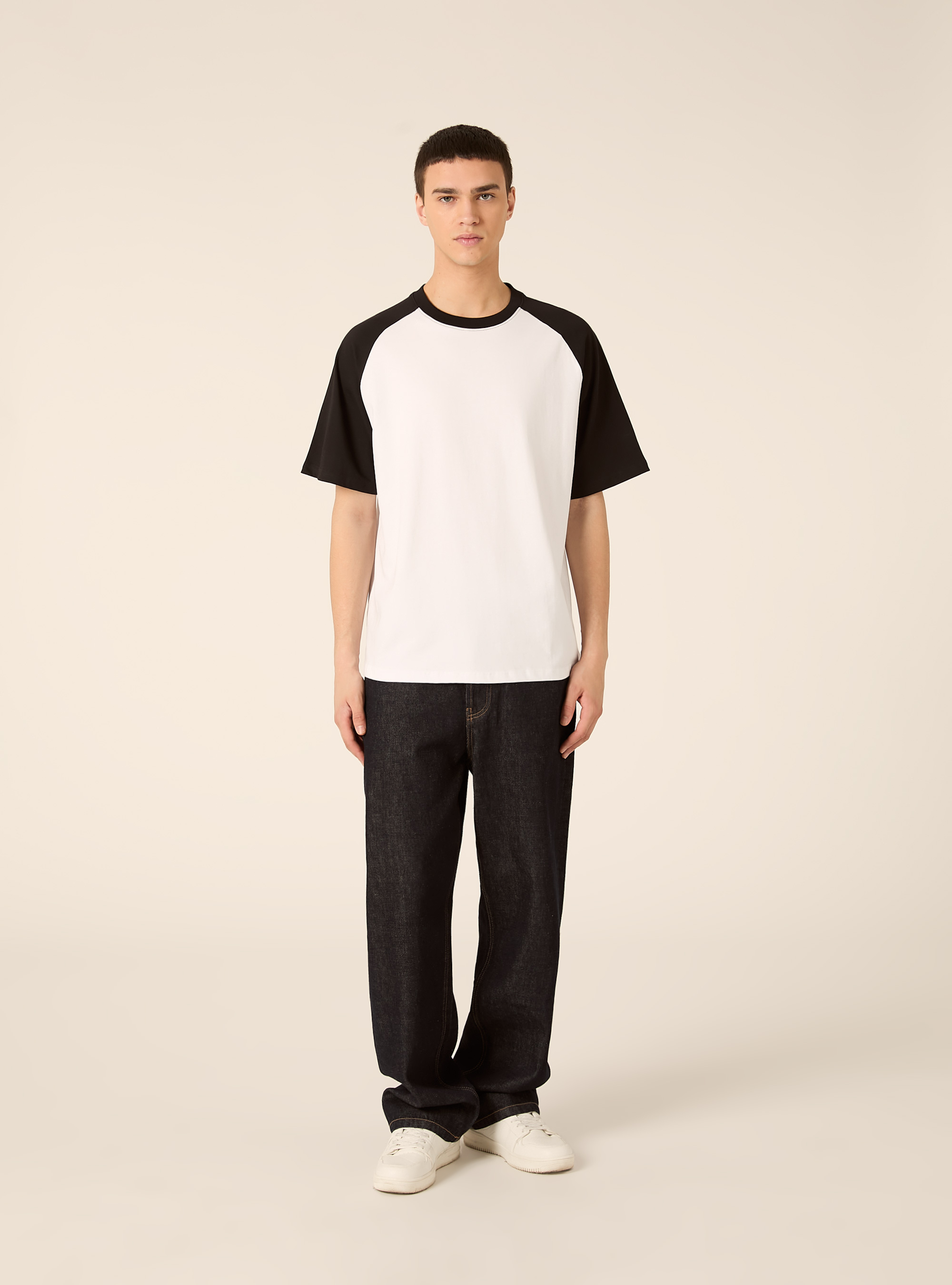 T-shirt Boxy avec Manches Raglan, BK1 BLACK