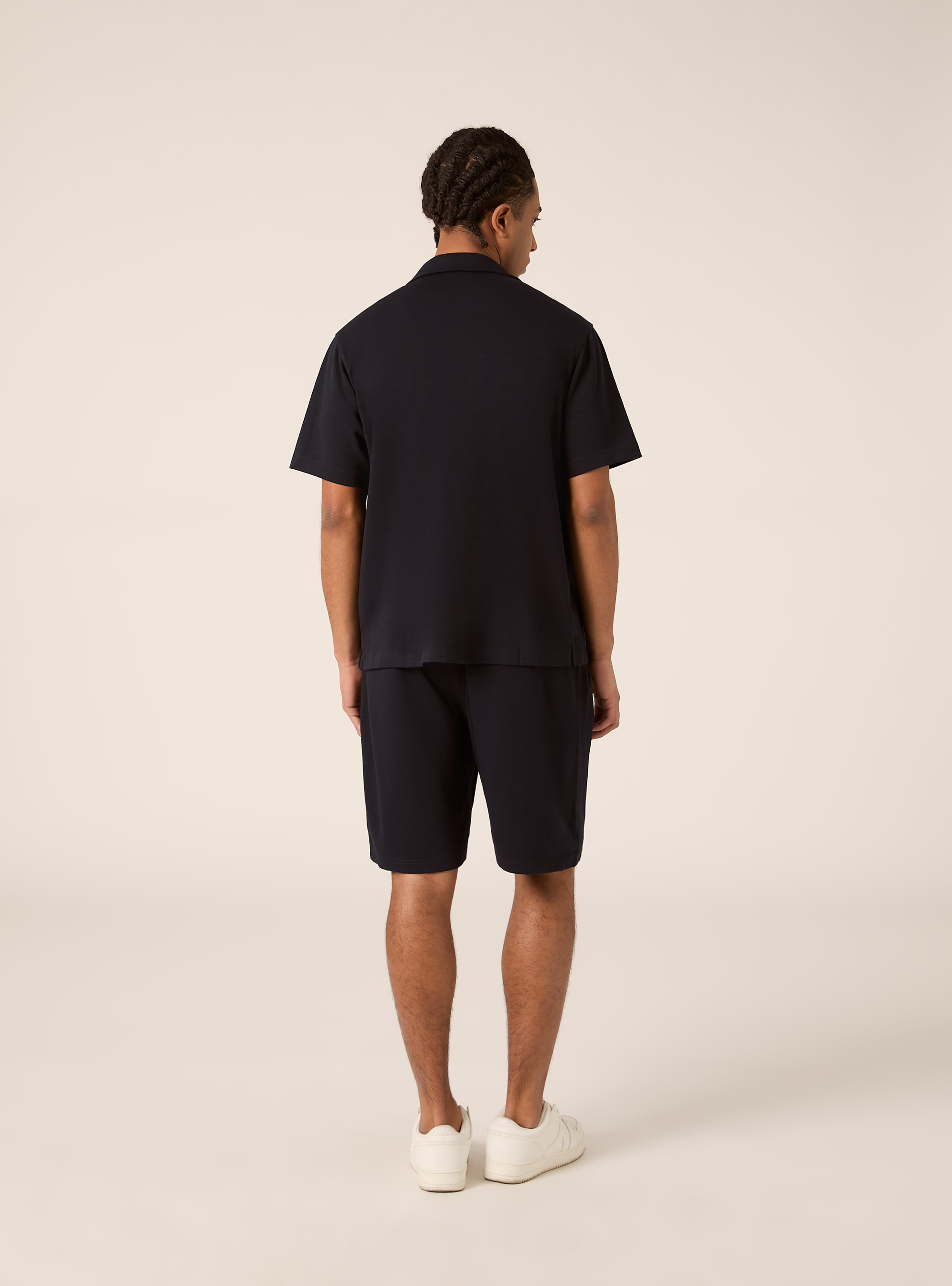 Kurz&auml;rmeliges Hemd aus Jersey, NA1 NAVY DARK