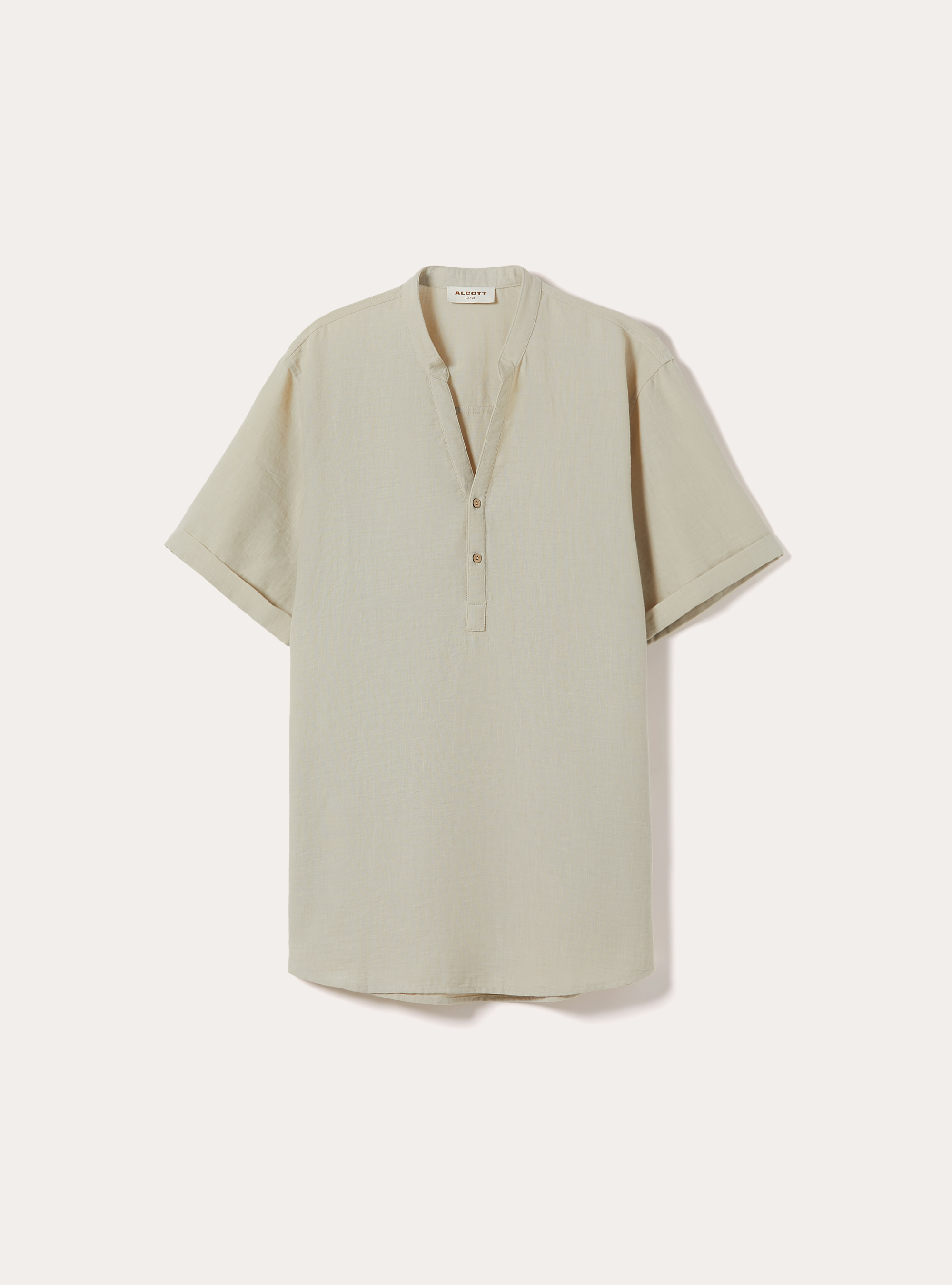 Camisa con cuello coreano, BG3 BEIGE LIGHT