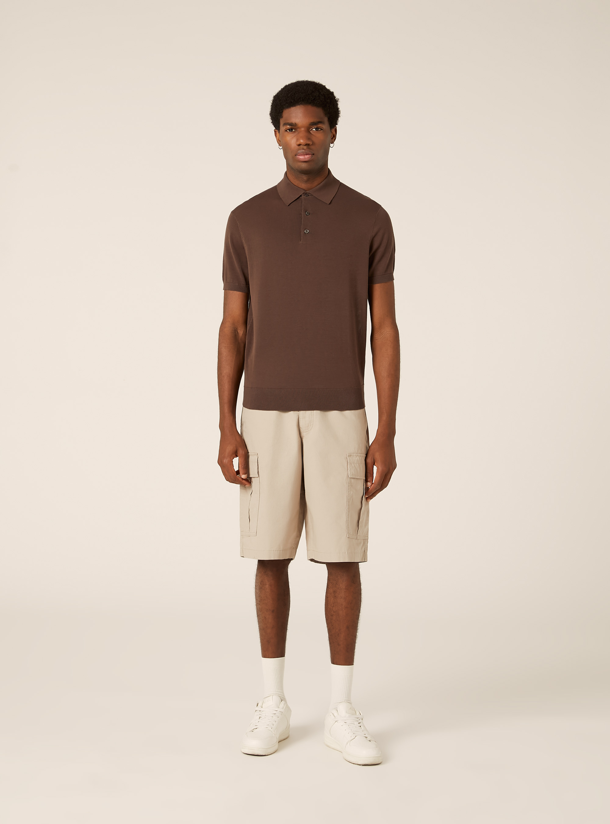 Polo de punto de algod&oacute;n extrafino, BR2 BROWN MEDIUM