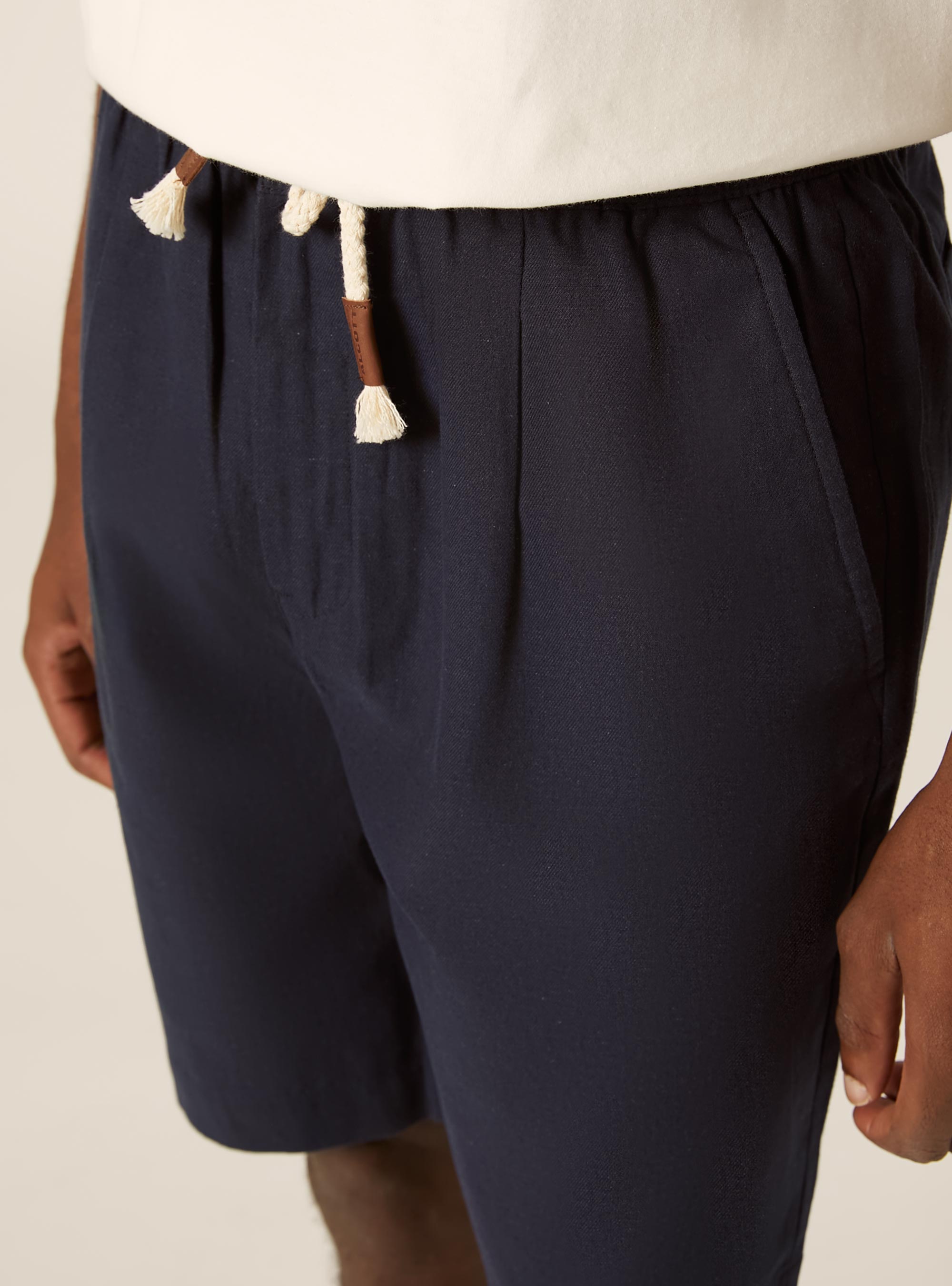Bermuda in lino con coulisse, NAVY SCURO
