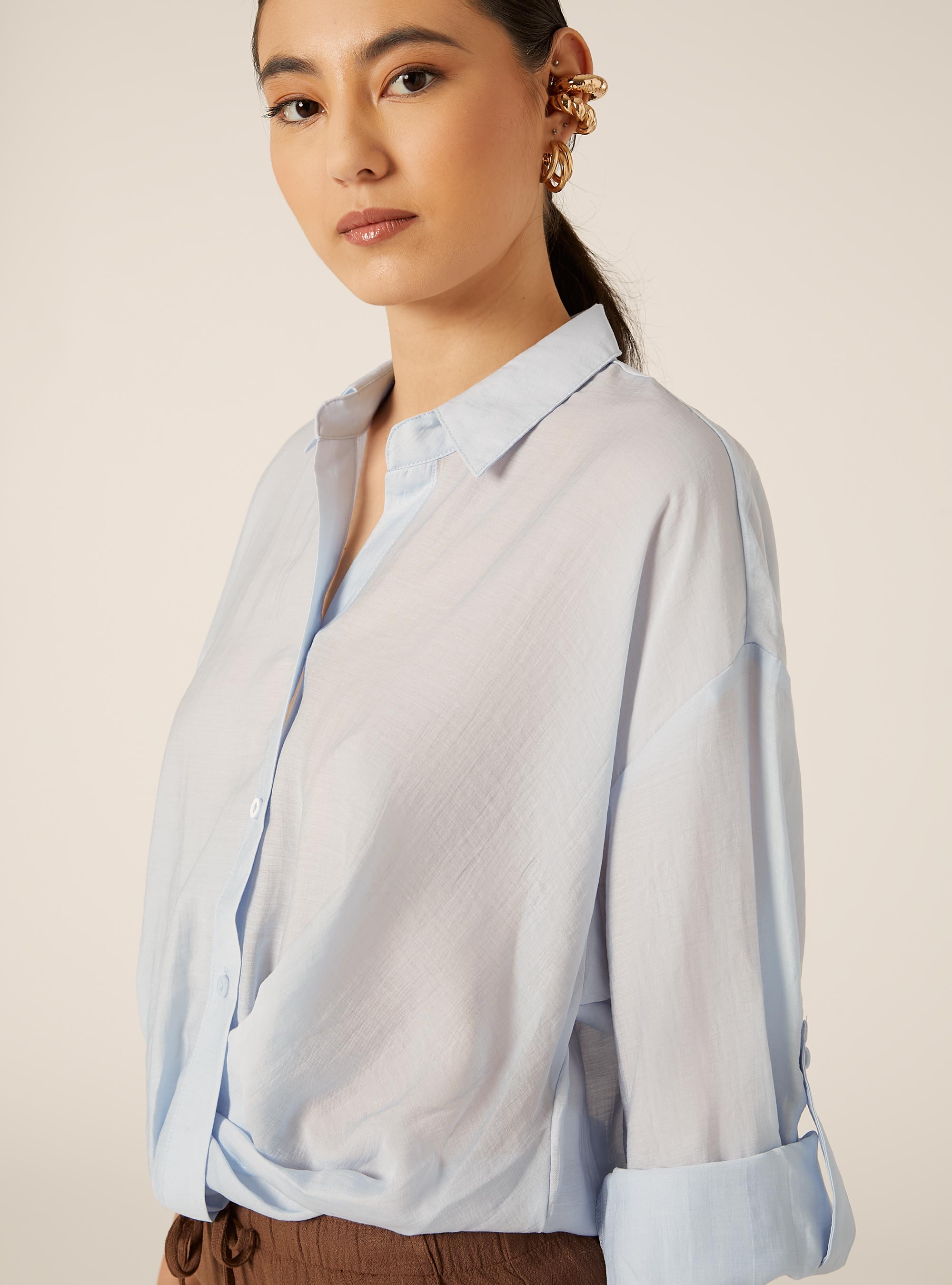 Camisa Oversize Ligera, AZ2 AZURE MEDIUM
