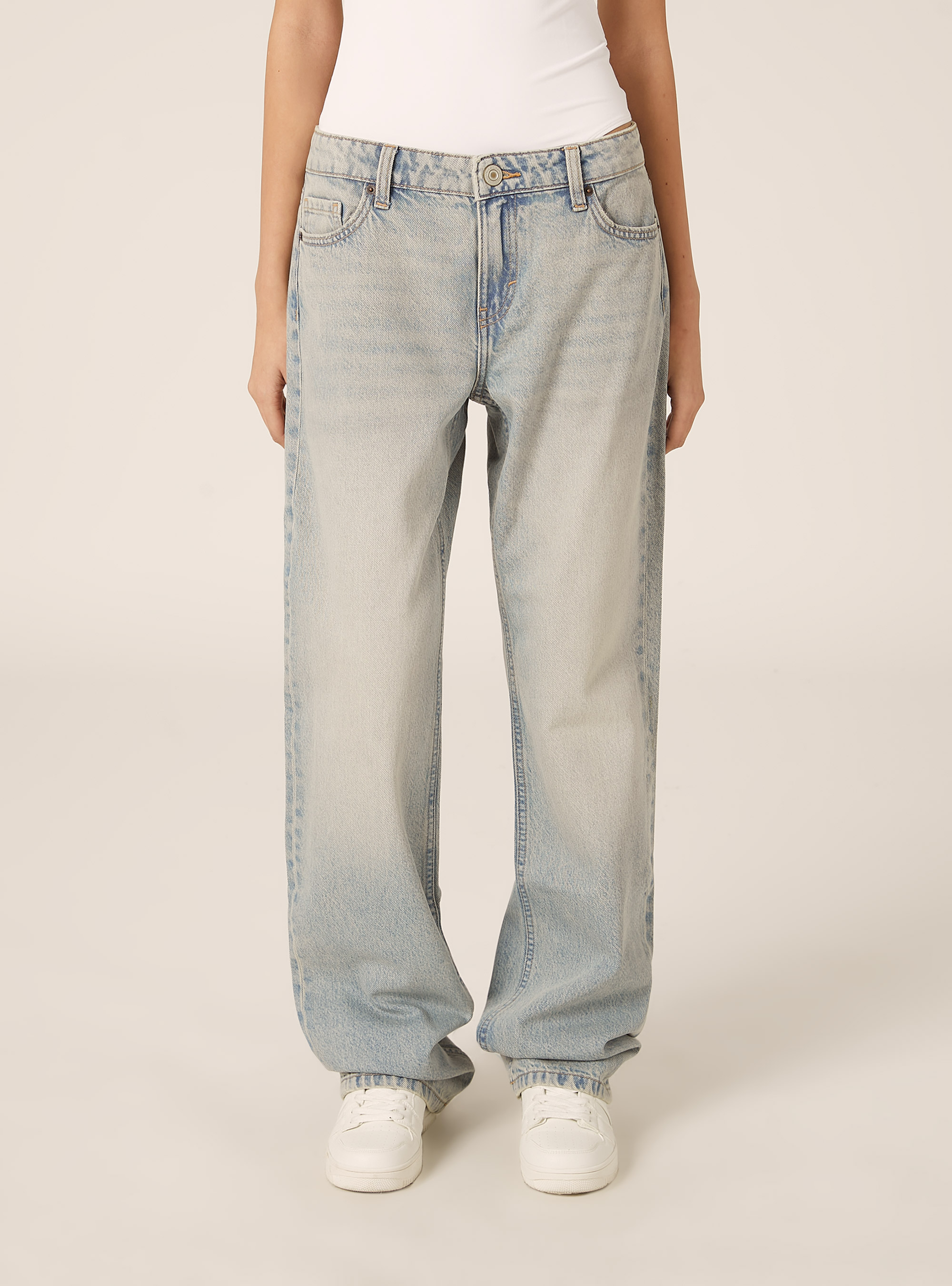 Jeans droit taille basse, D006 AZURE