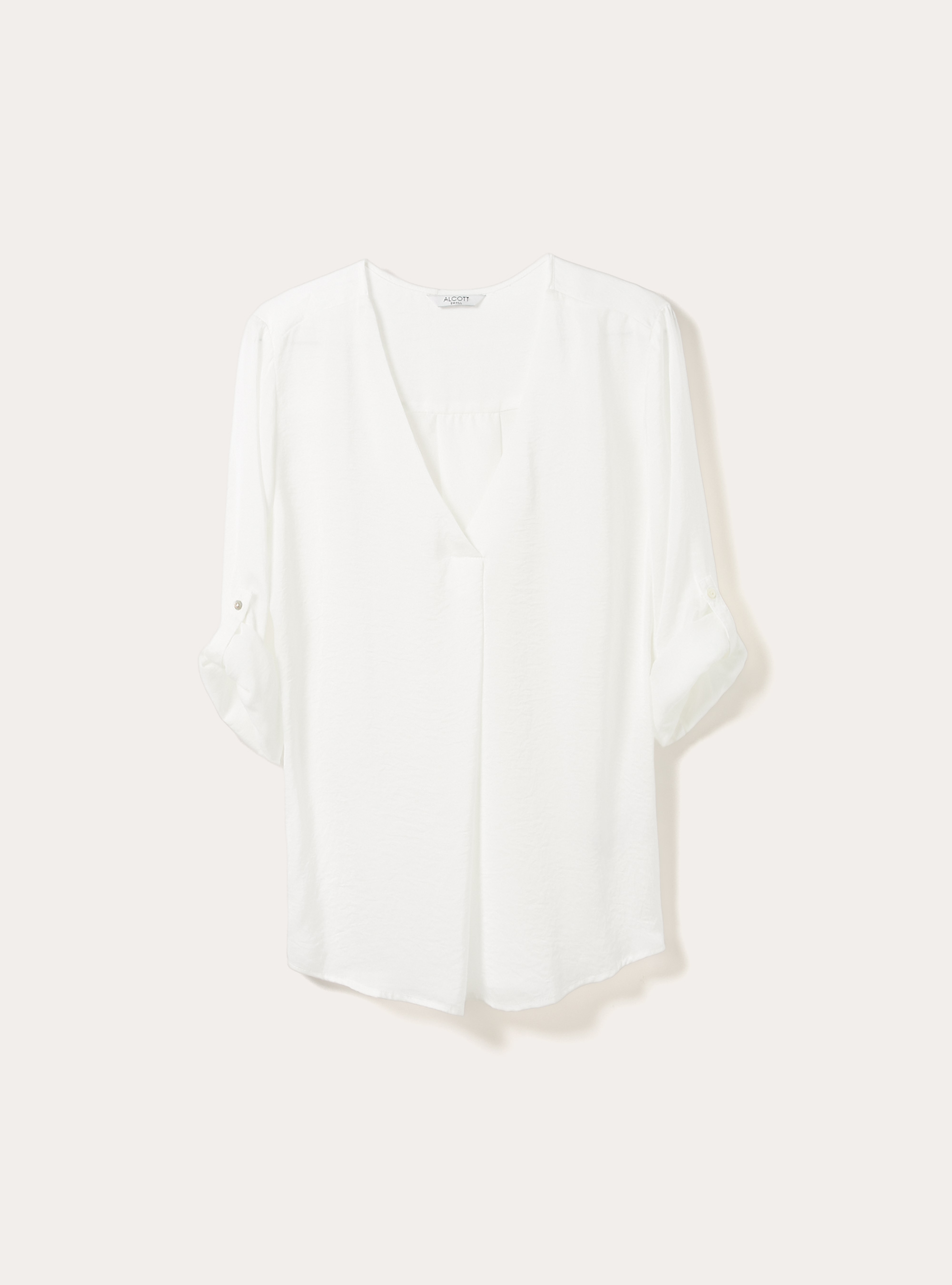 Blouse &agrave; encolure unie, WH1 OFF WHITE