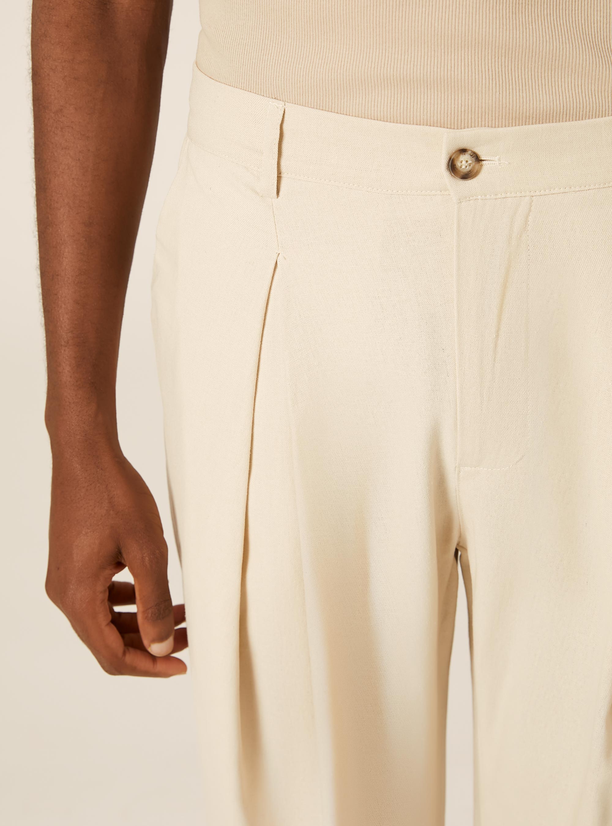 Linen Blend Pleated Trousers, BG2 BEIGE MEDIUM