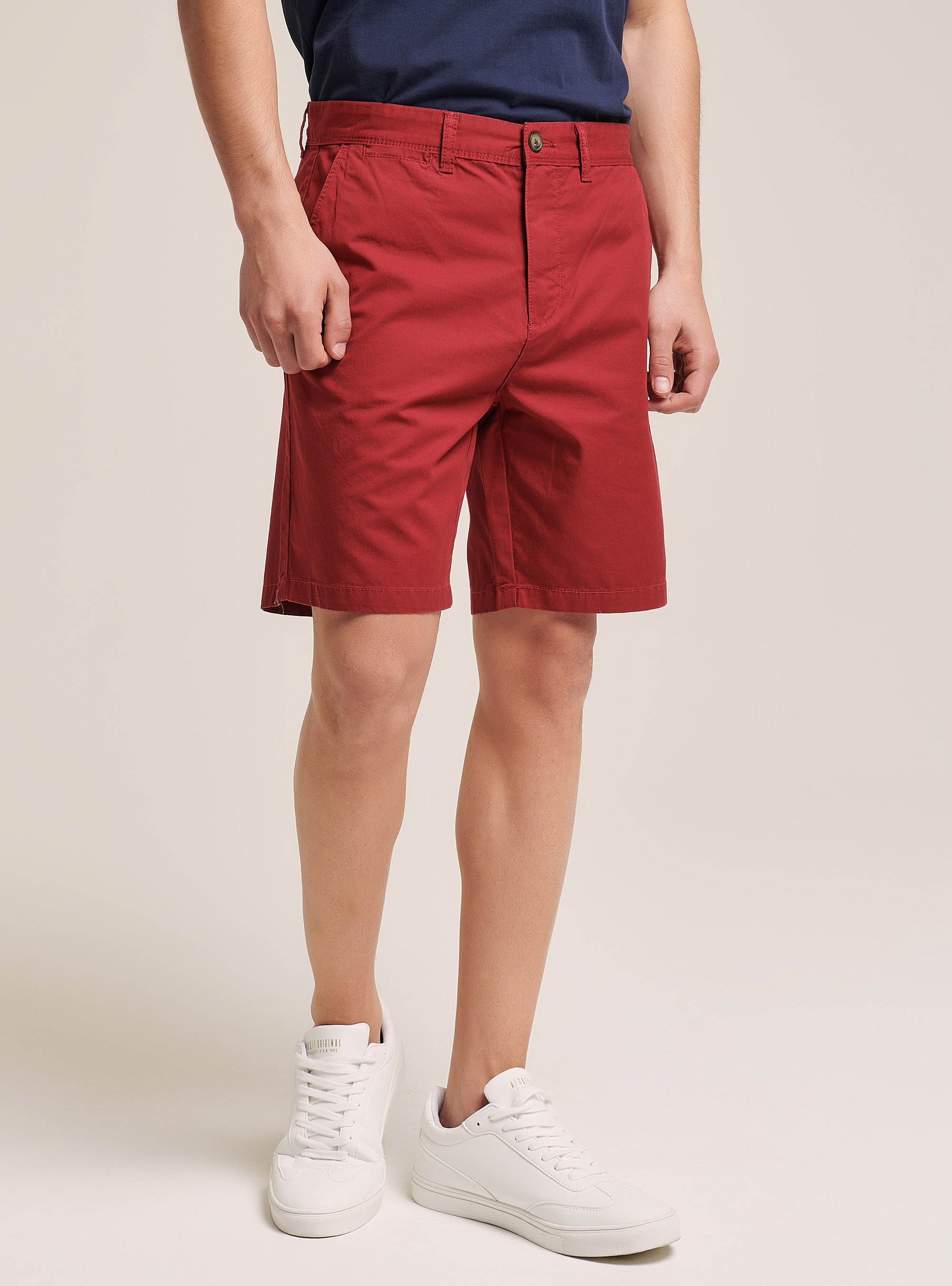 Plain Fit Twill Bermuda Shorts, BO2 BORDEAUX MEDIUM