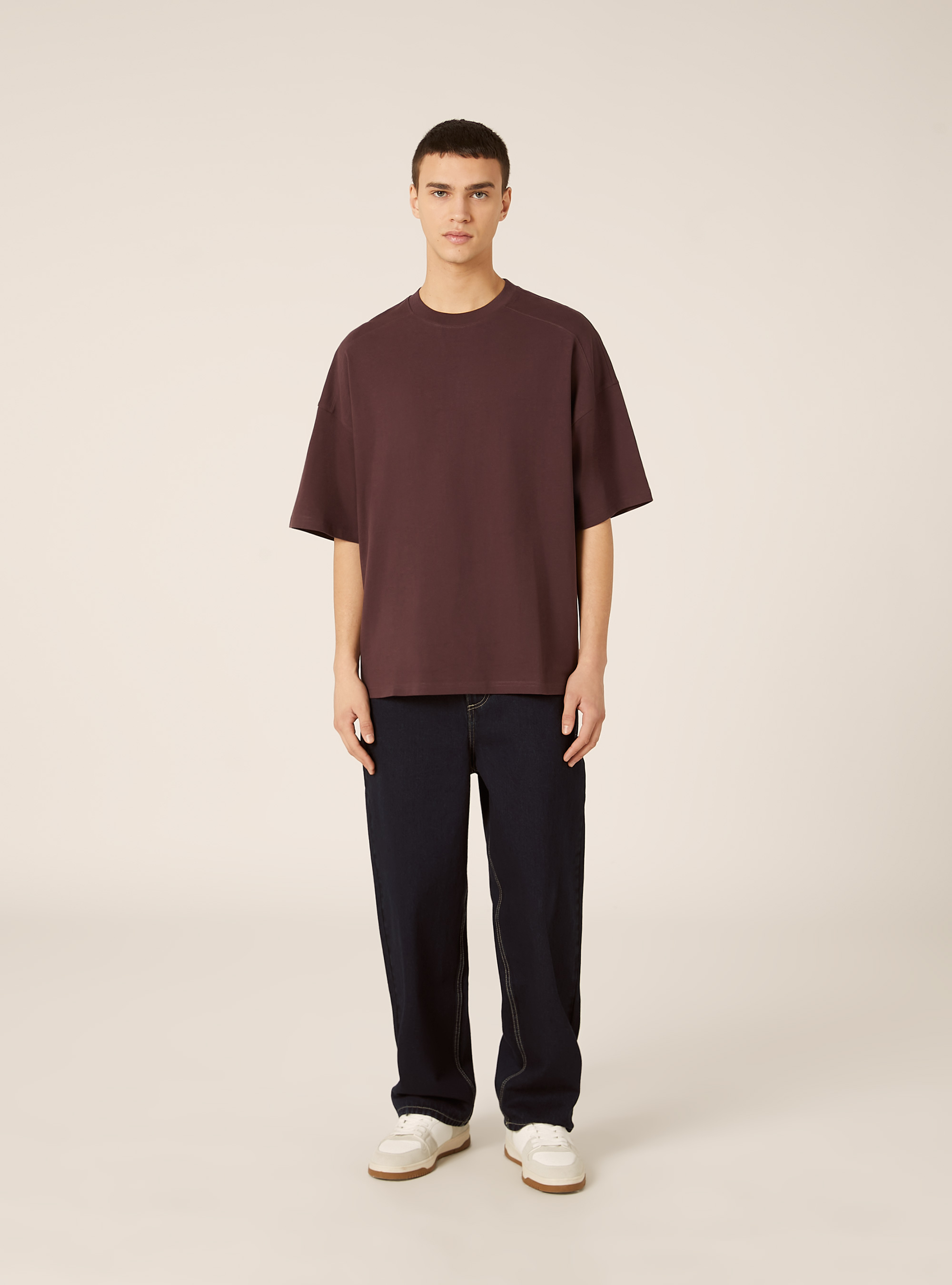 Boxy fit short sleeve tee with dropped shoulders, VI2 VIOLET MEDIUM