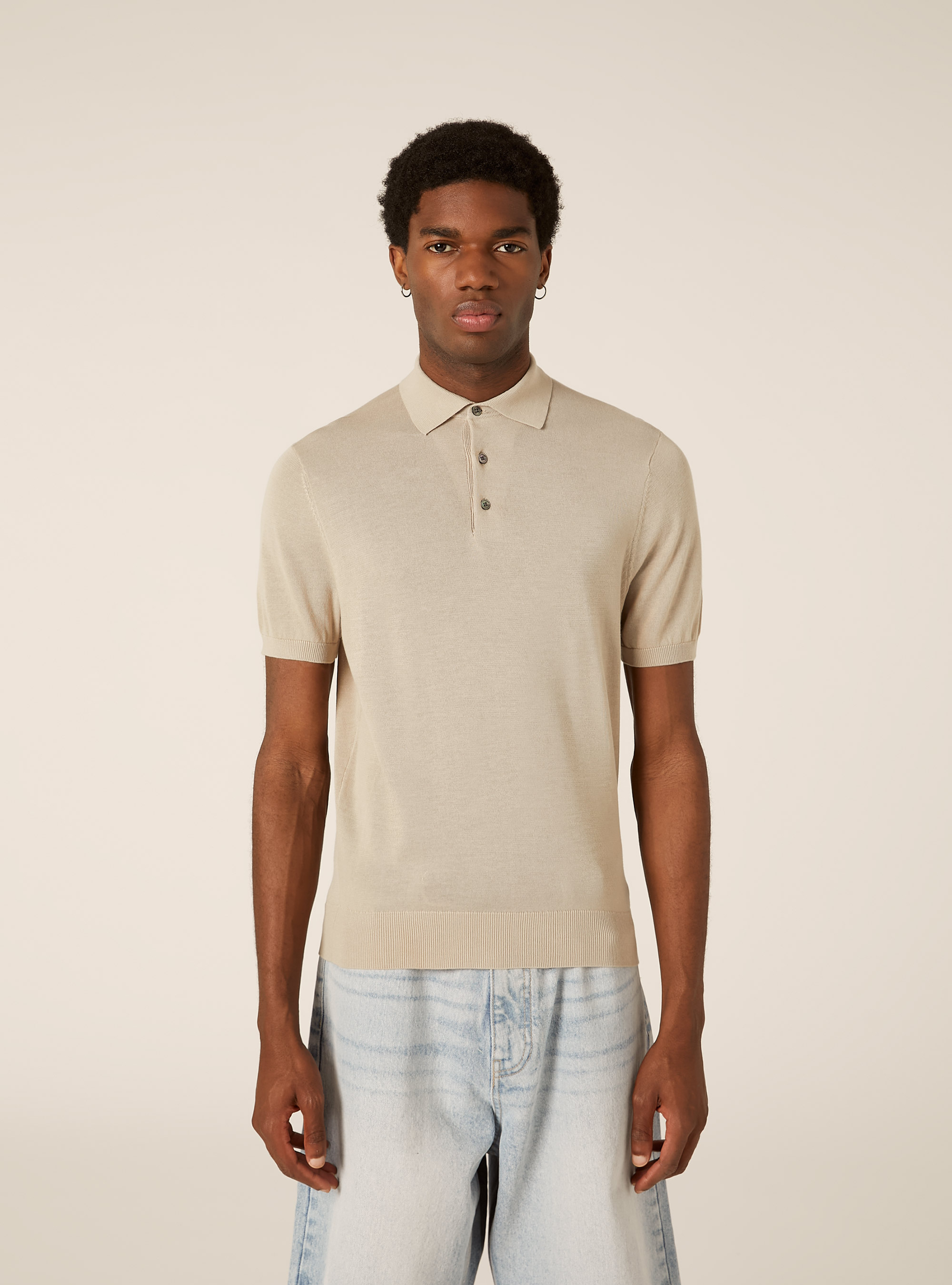 Polo de punto de algod&oacute;n extrafino, BG3 BEIGE LIGHT
