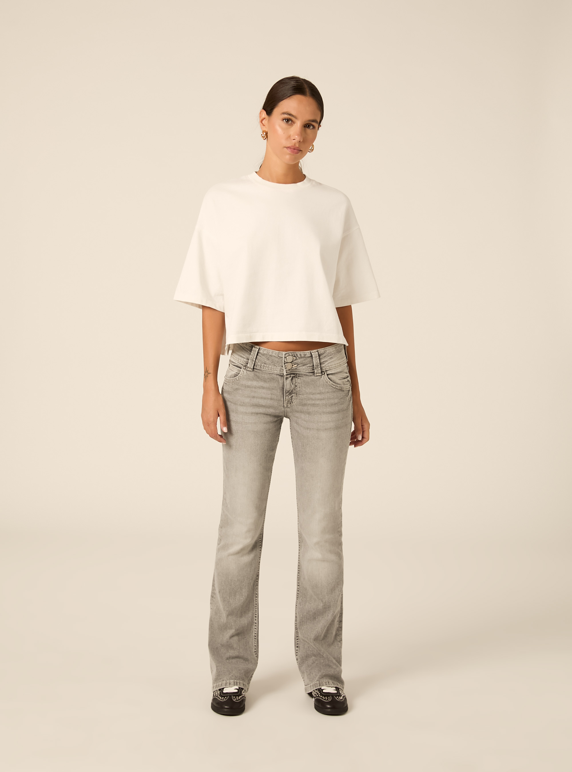 Jeans bootcut a vita bassa, D00G GREY