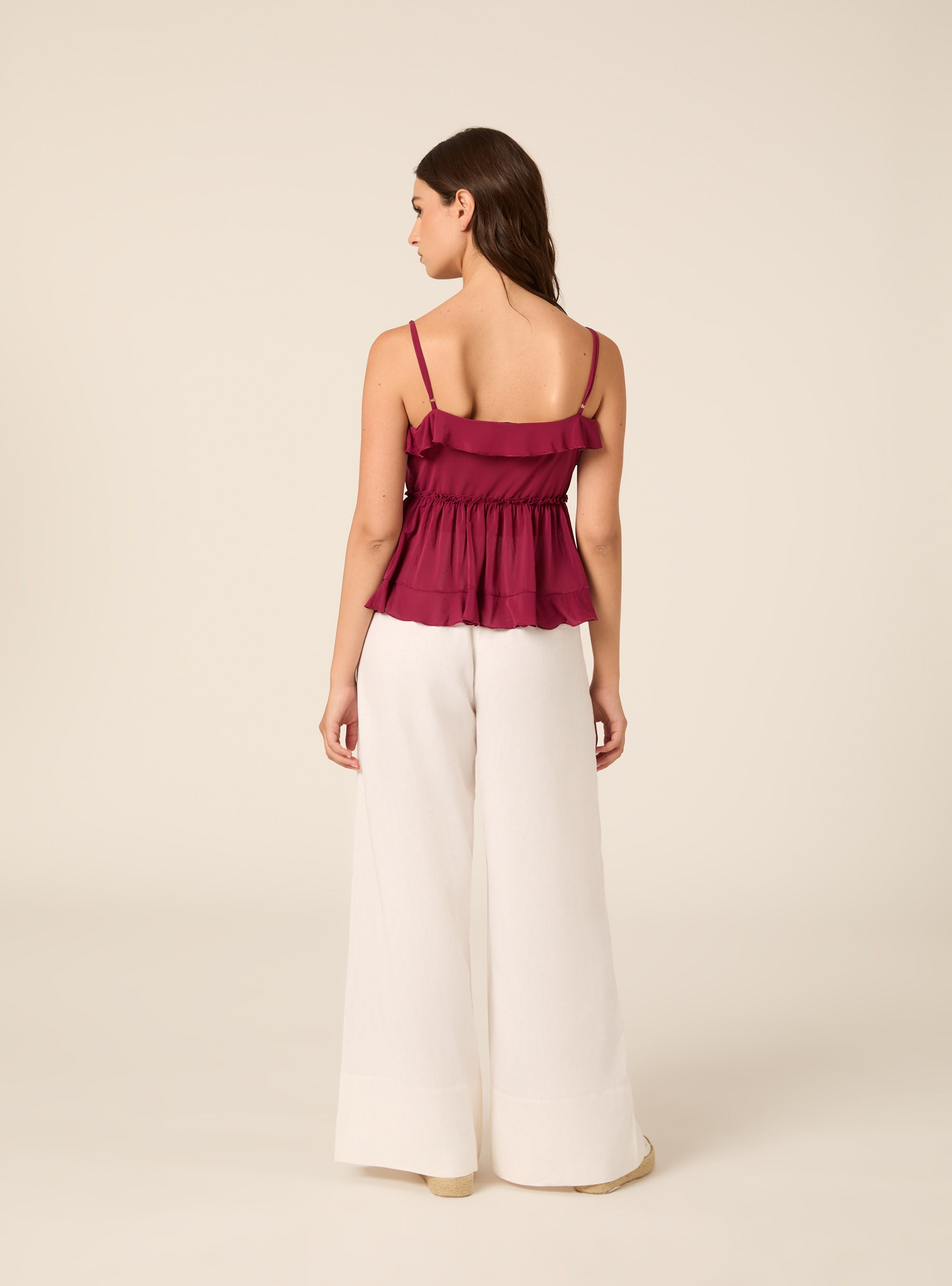 Ruffled Cami Top with Front Tie Details, PK3 PINK LIGHT