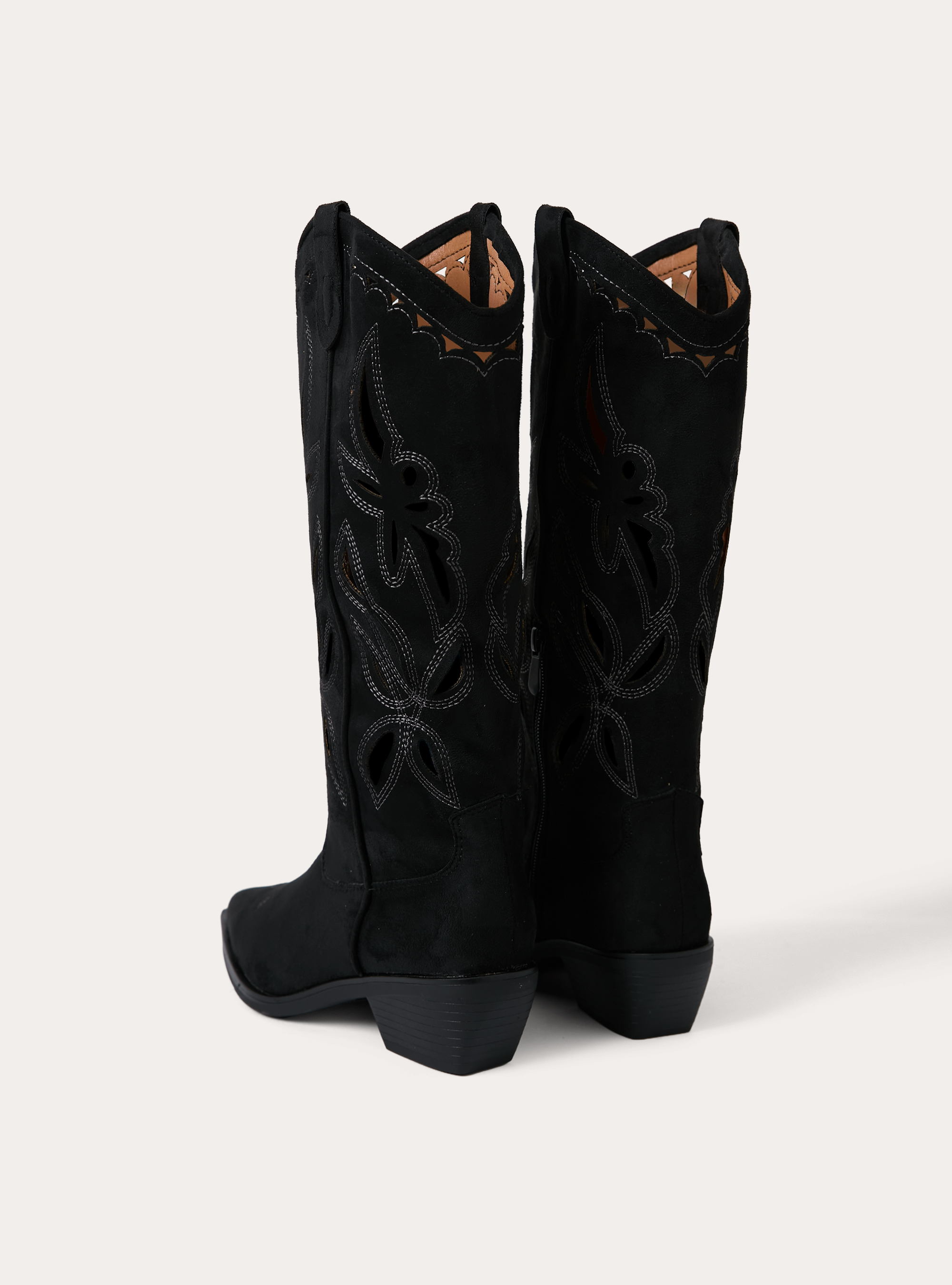 Bottes camperos effet daim perfor&eacute;es, BK1 BLACK