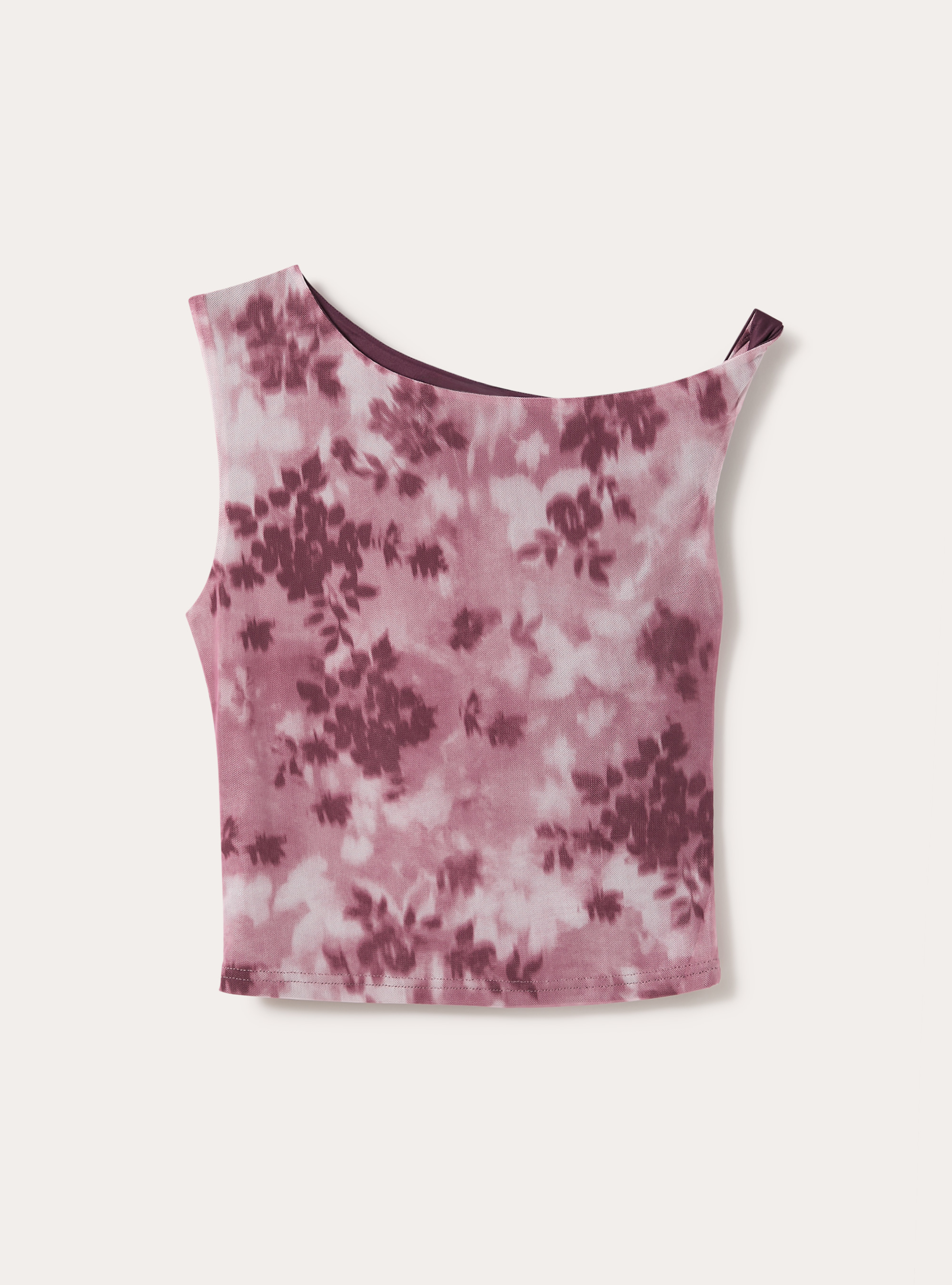 Camiseta asim&eacute;trica de tul, PK1 PINK DARK