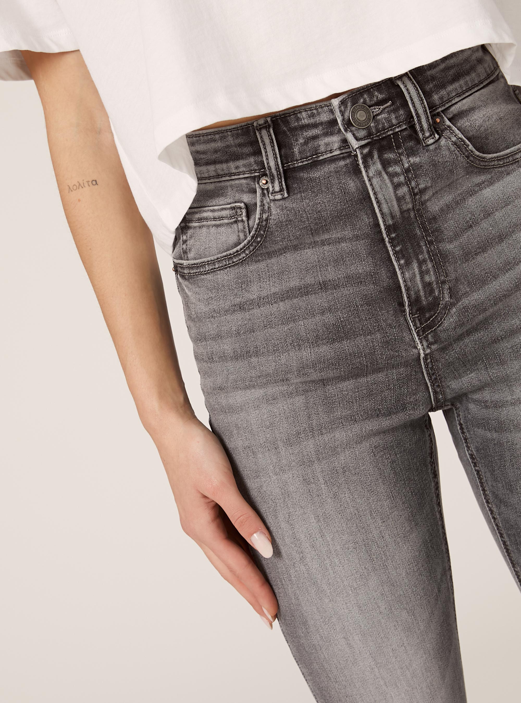 Skinny Jeans mit superhoher Taille, D00G GREY