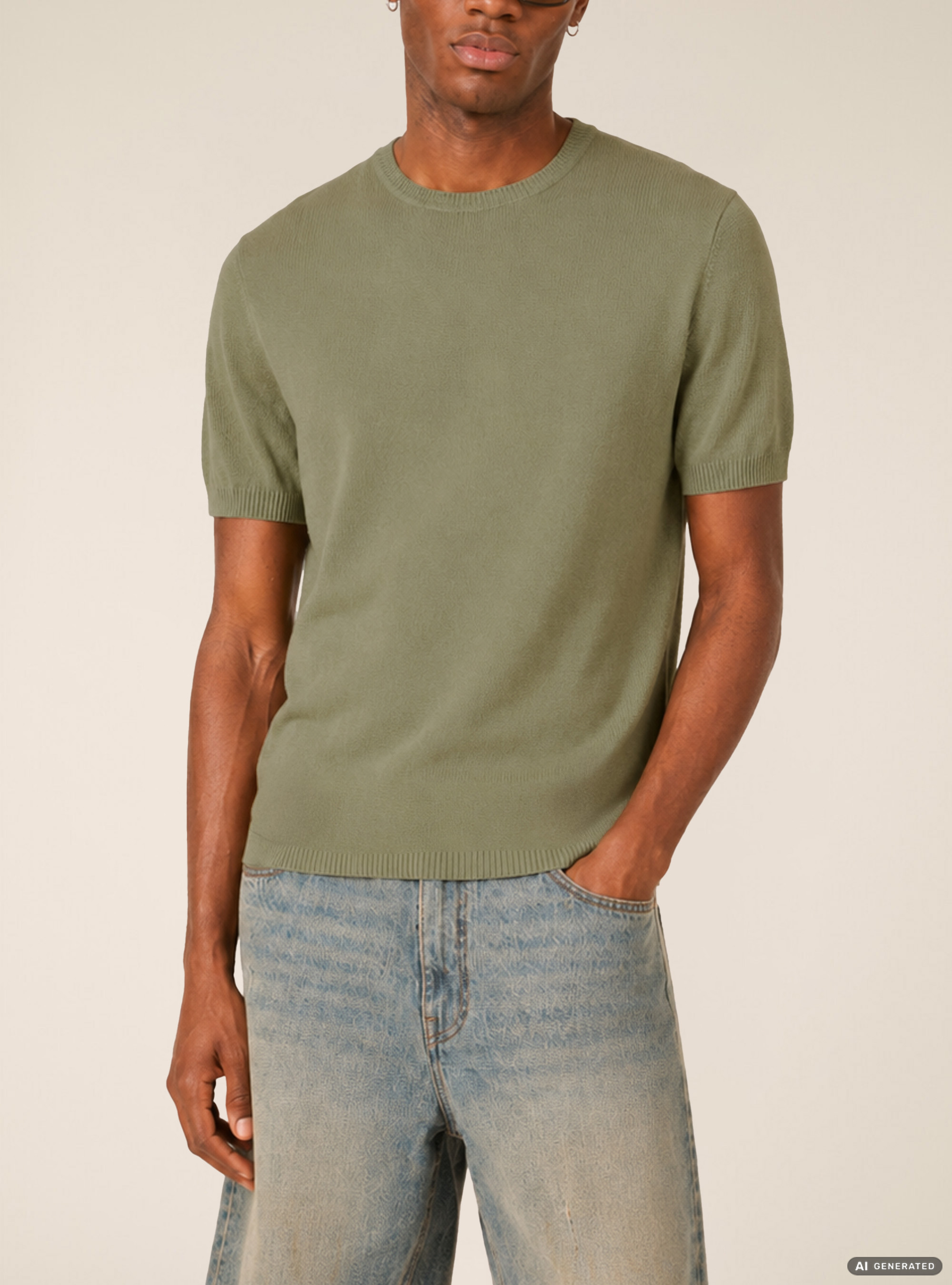 T-Shirt en Maille L&eacute;g&egrave;re &agrave; Manches Courtes, KY3 KAKY LIGHT