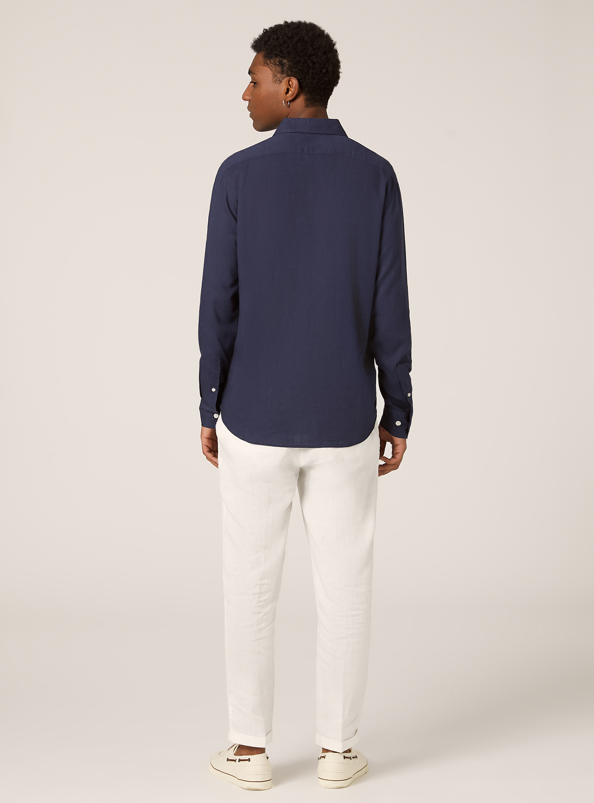 Chemise en lin m&eacute;lang&eacute;, BL2 BLUE MEDIUM