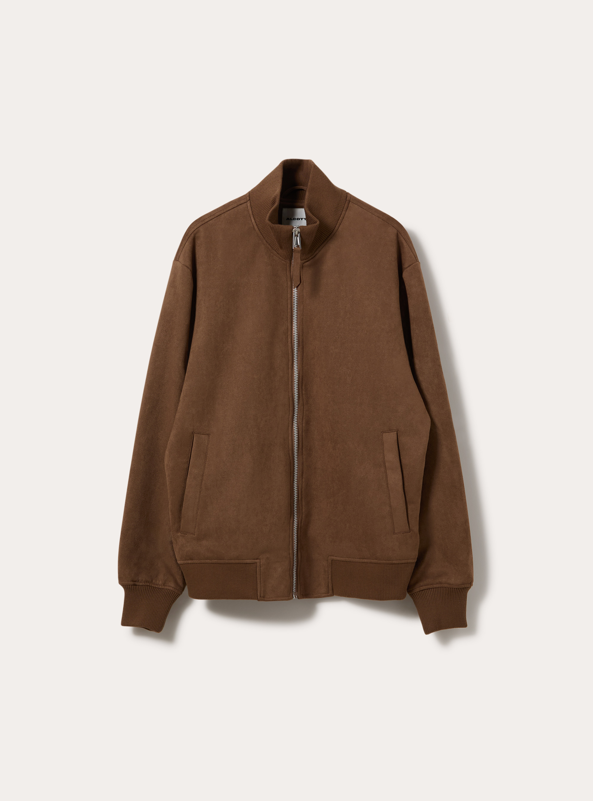 Faux suede high neck zip jacket, TB2 TOBACCO MEDIUM