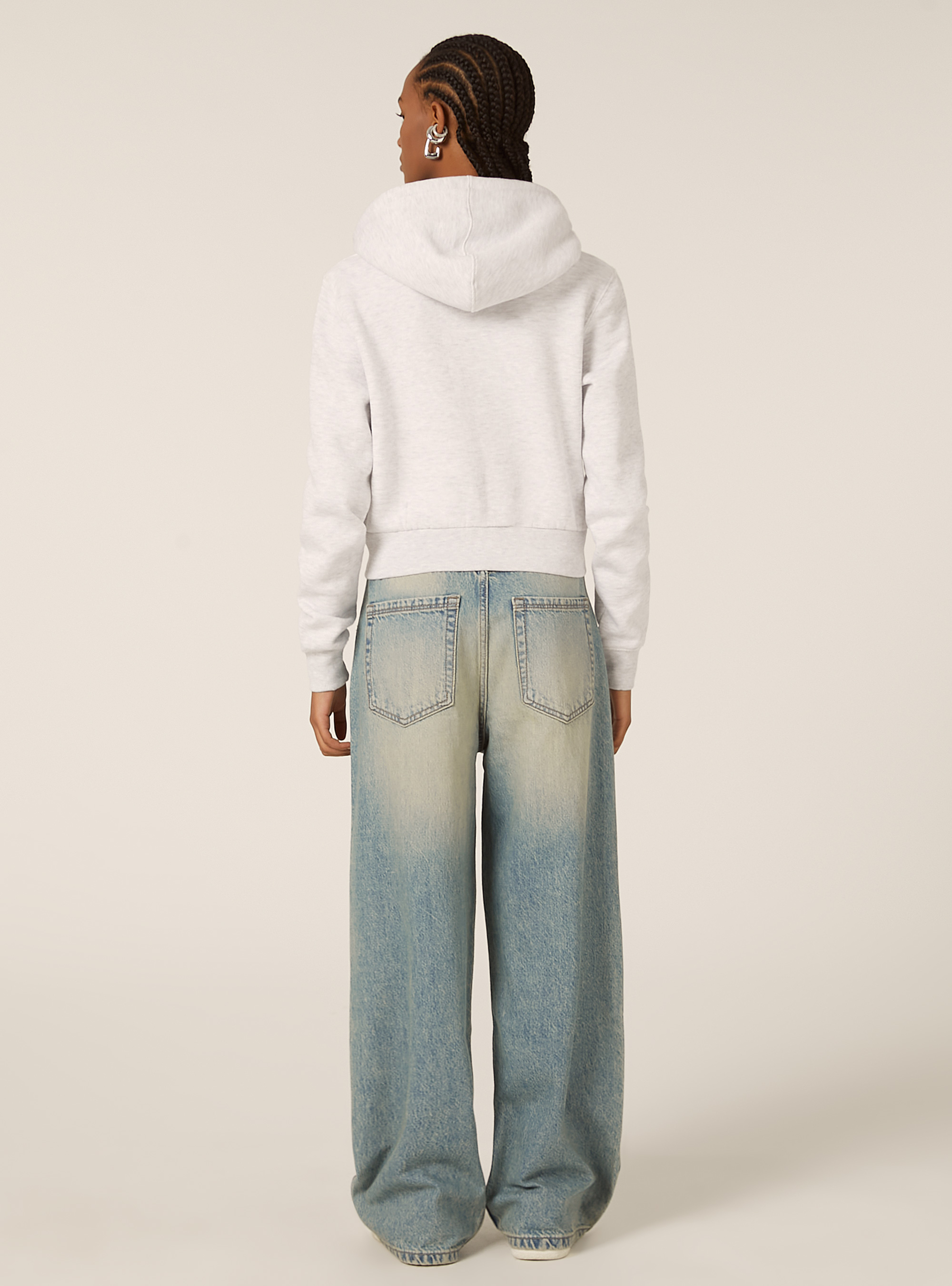 Sweat &agrave; capuche zipp&eacute; court, MGY3 GREY MEL LIGHT