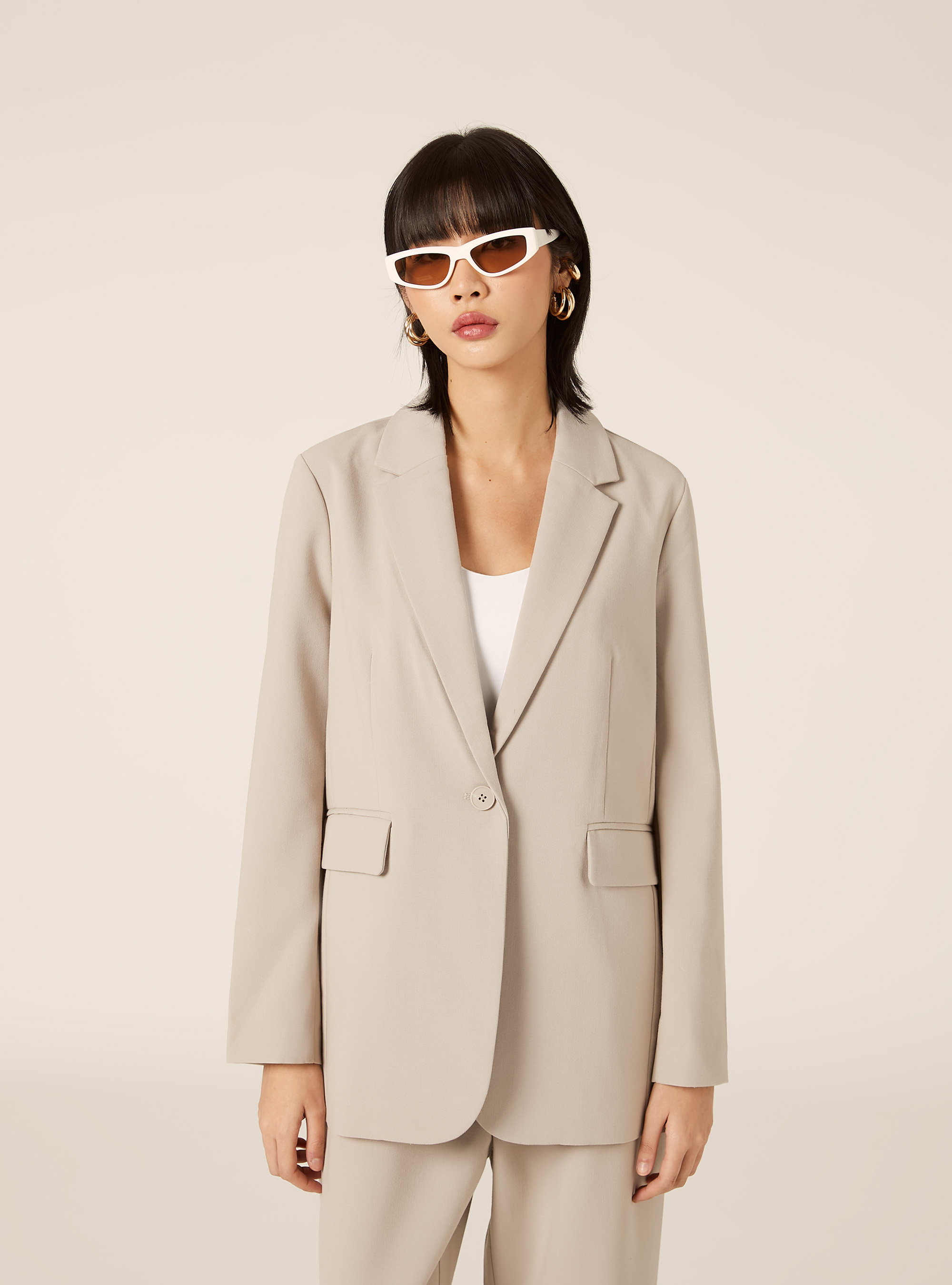 Regular fit single-breasted blazer, BG2 BEIGE MEDIUM
