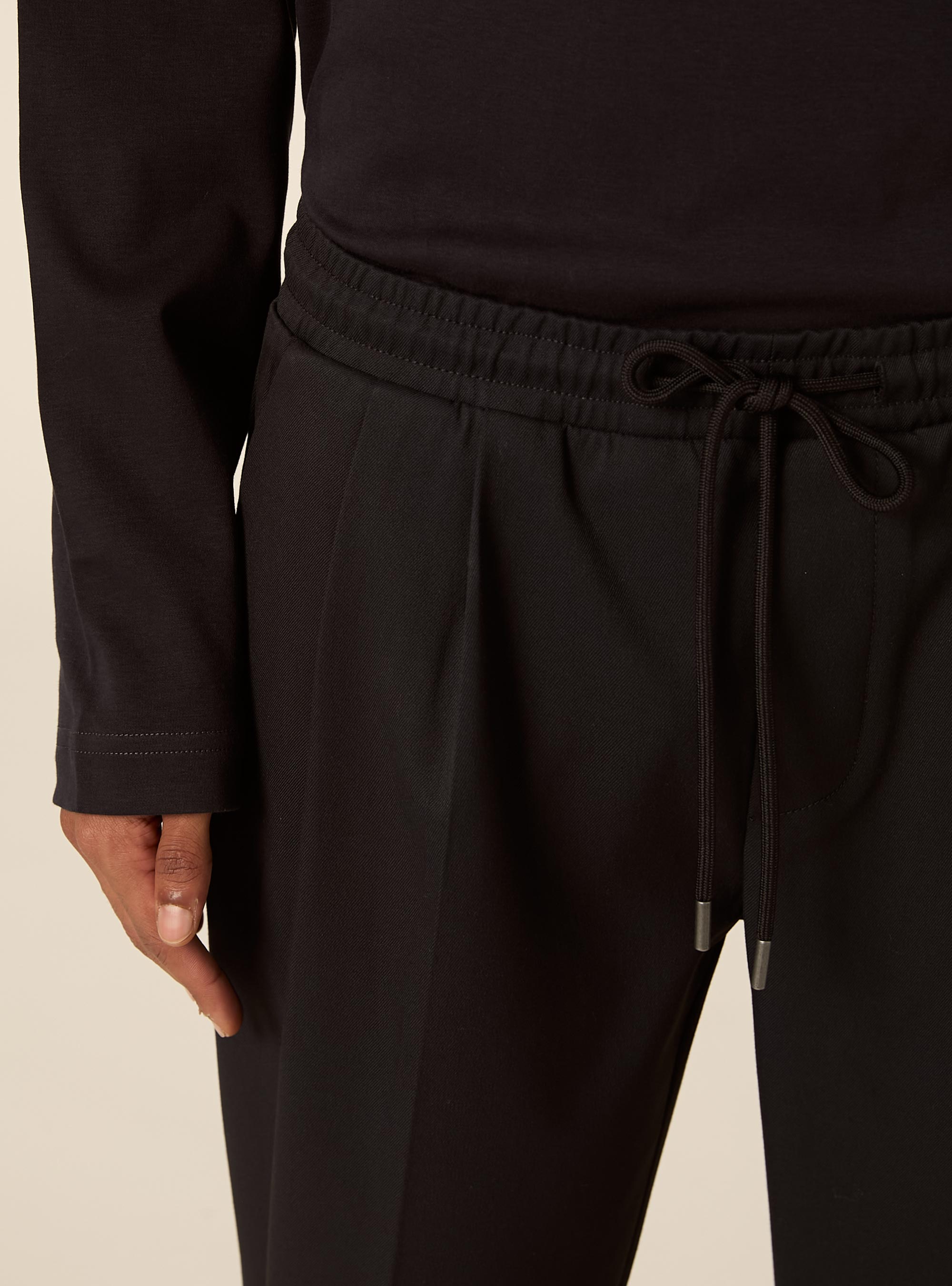 Twill jogger trousers with pleats, NA1 NAVY DARK