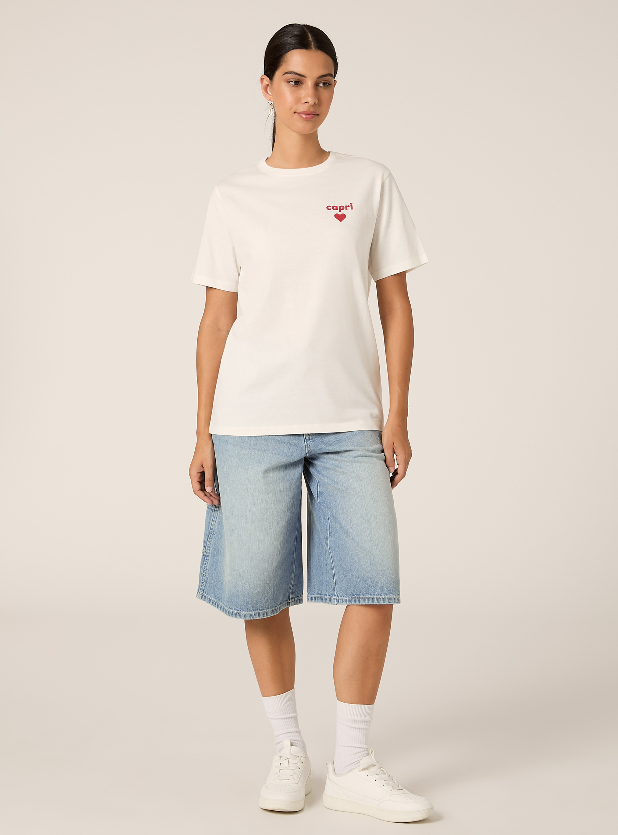 T-shirt regular con stampa capri heart, WH2 WHITE