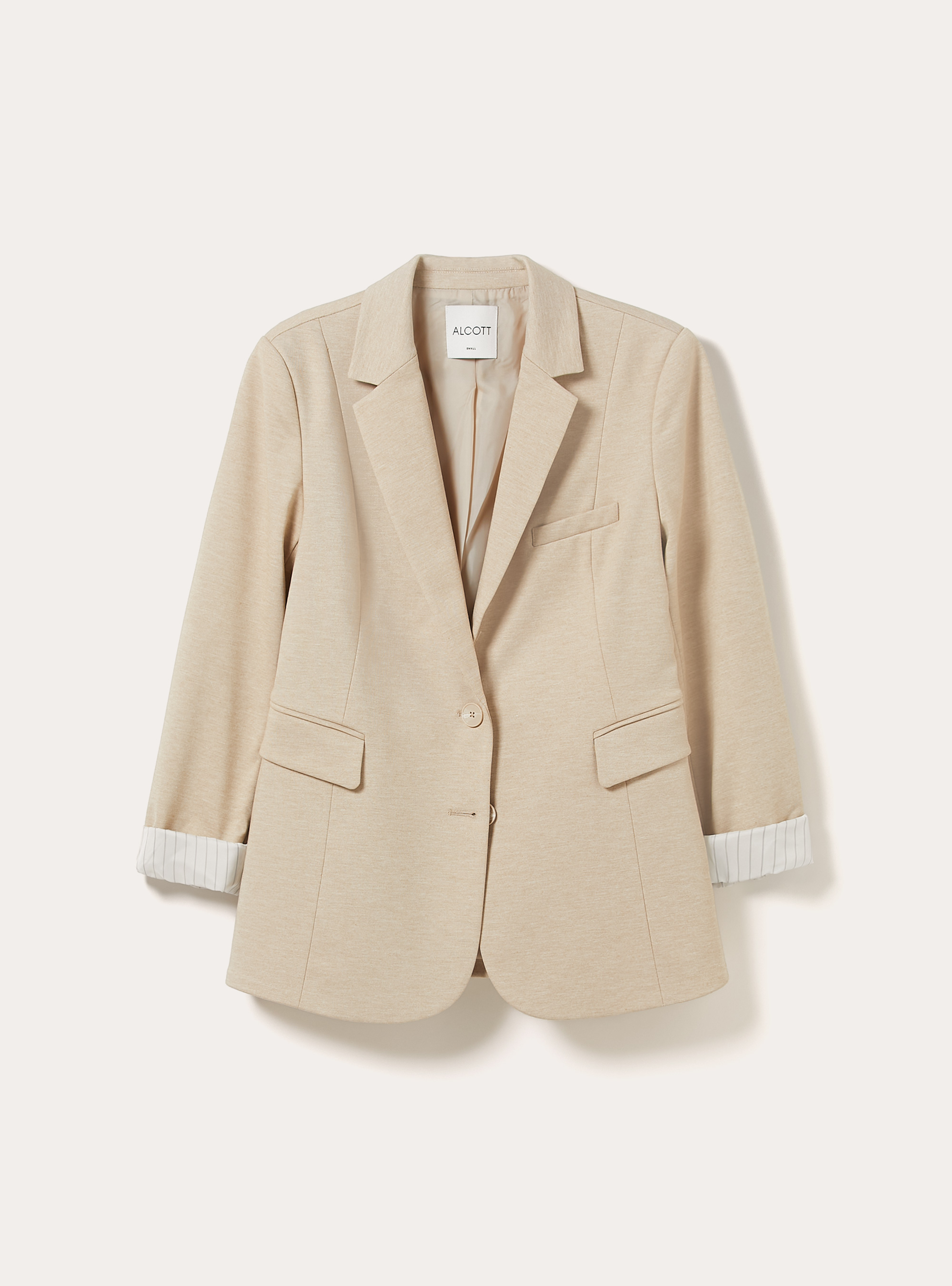 Blazer in jersey, BEIGE MEDIO MELANGE