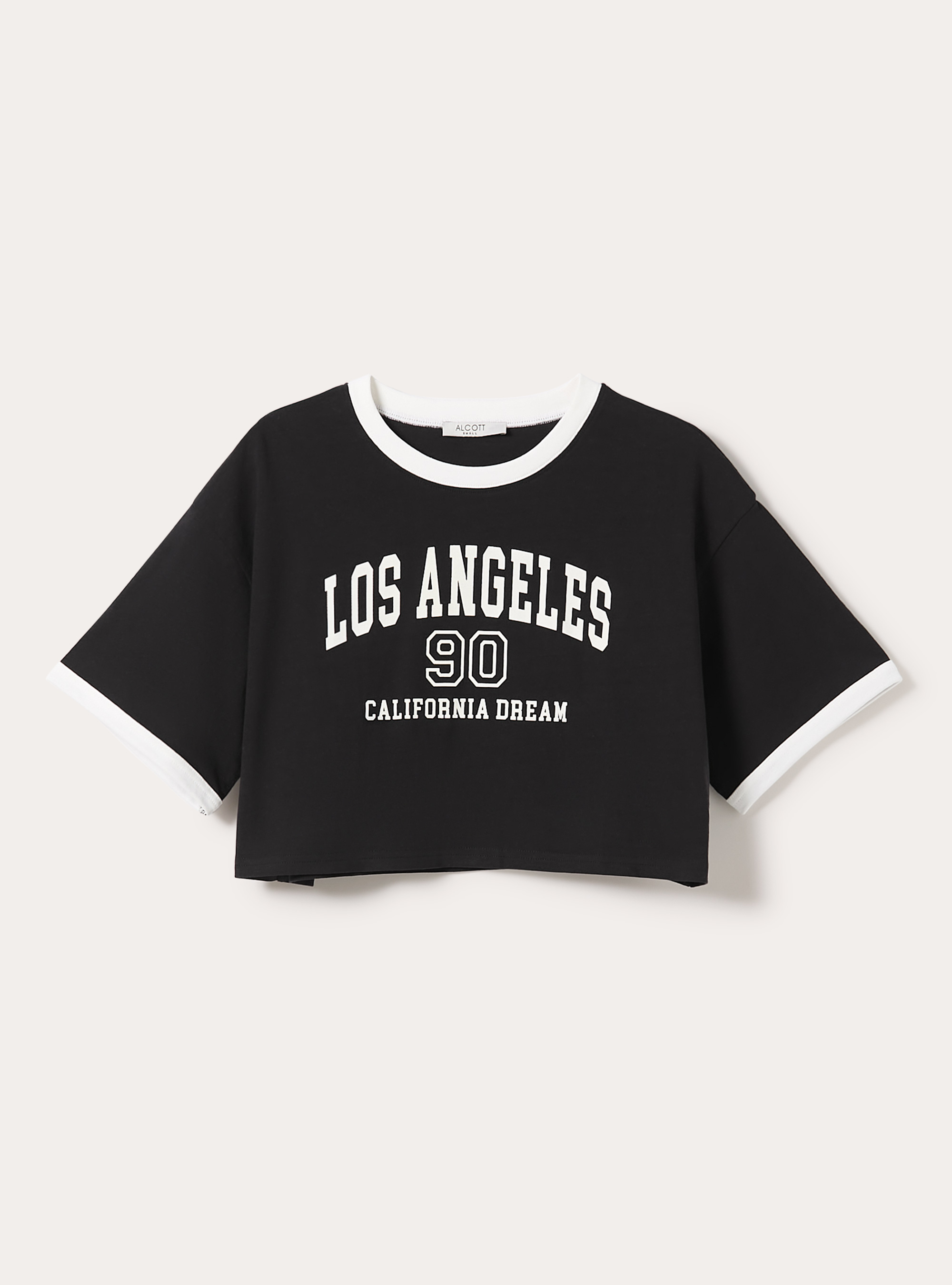 Cropped T-shirt with print, BK1 BLACK