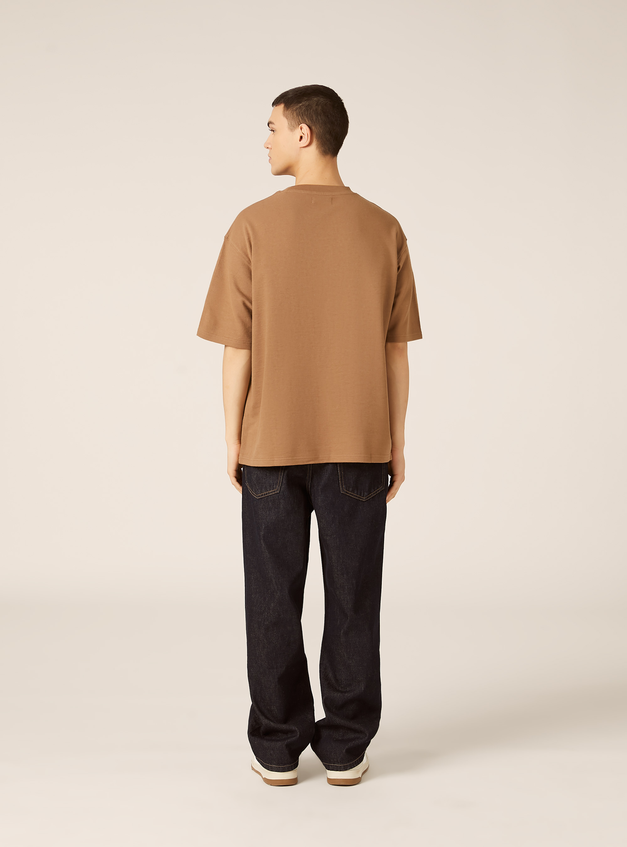 Baumwoll-T-Shirt mit Struktur, BR2 BROWN MEDIUM