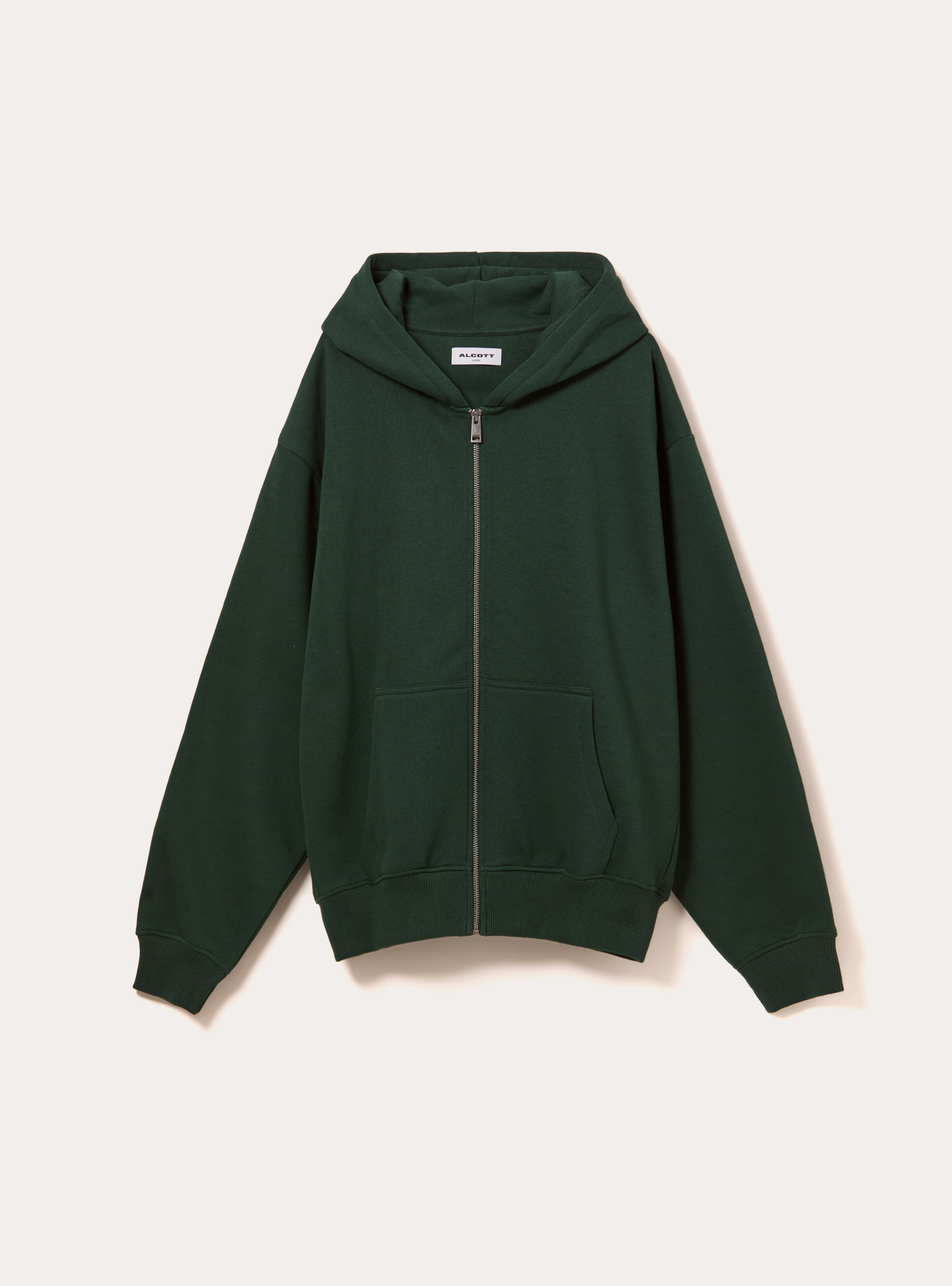 Sweat-shirt zipp&eacute; &agrave; capuche coupe boxy, GN1 GREEN DARK