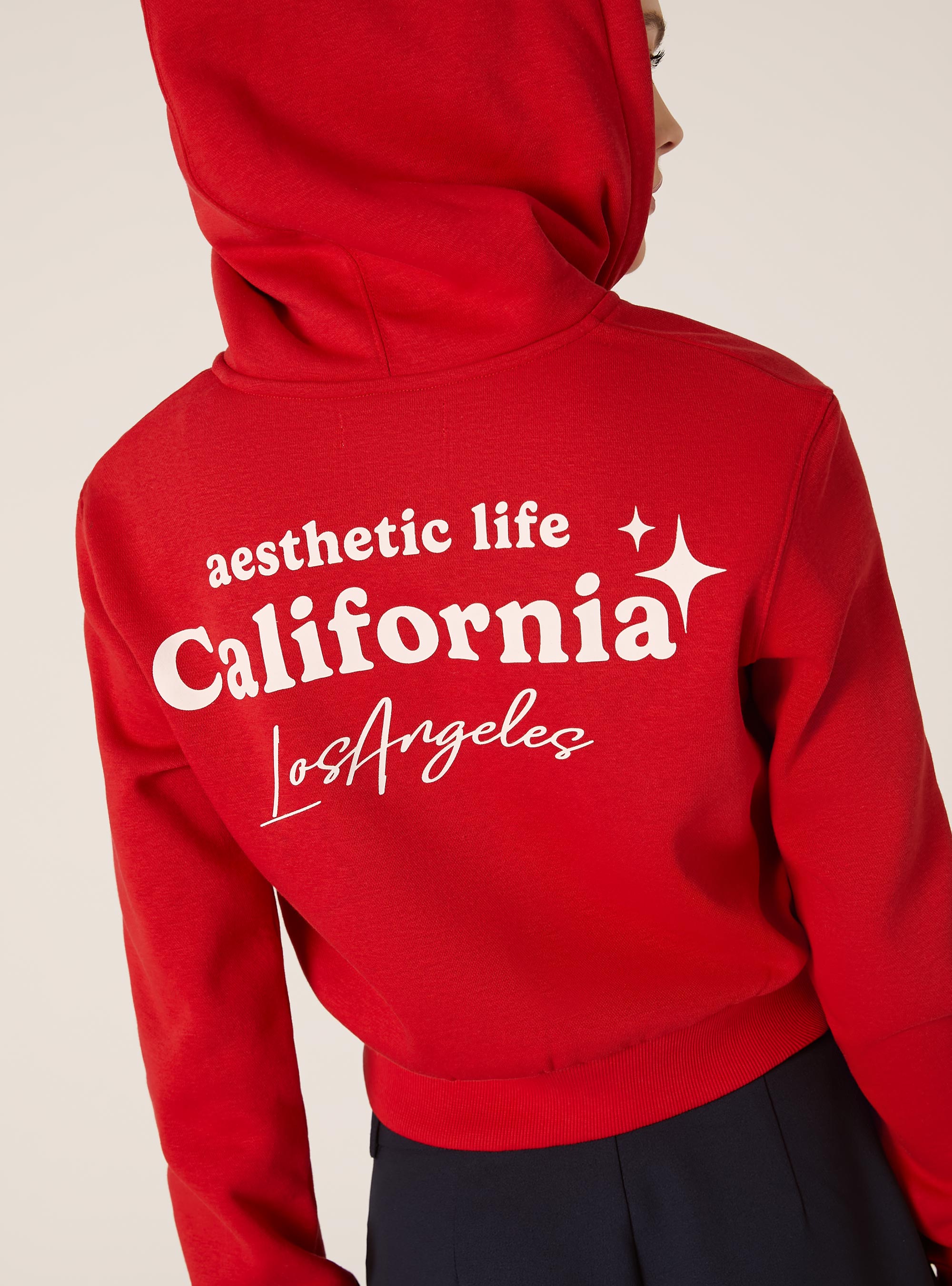 Sweatshirt court avec fermeture &eacute;clair et imprim&eacute;, RD2 RED MEDIUM