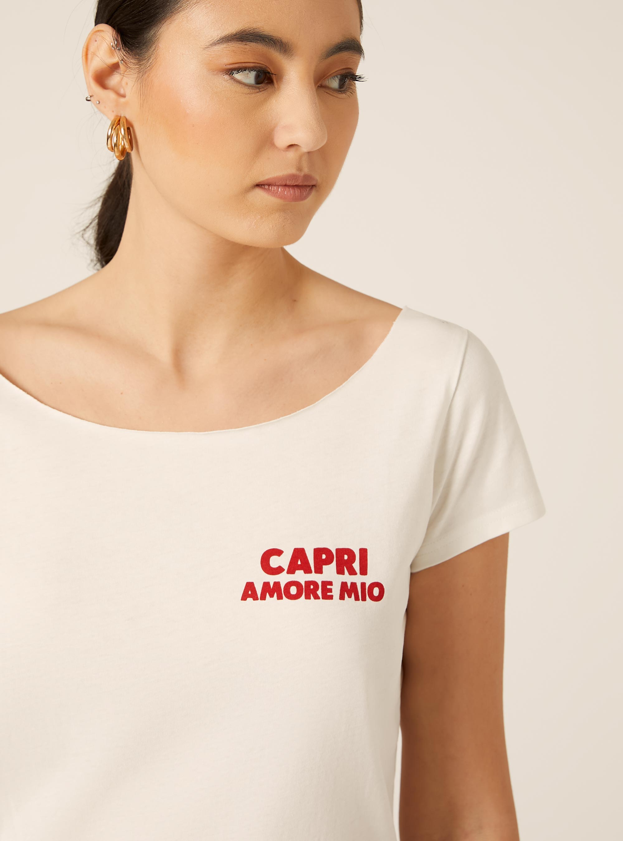 T-Shirt mit U-Boot-Ausschnitt, WH2 WHITE