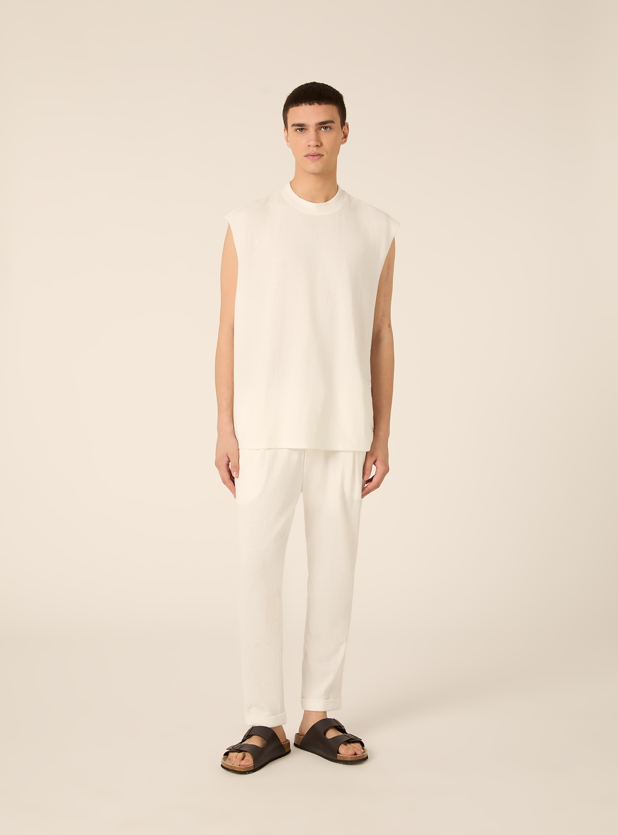 Canotta texturizzata boxy fit, PANNA