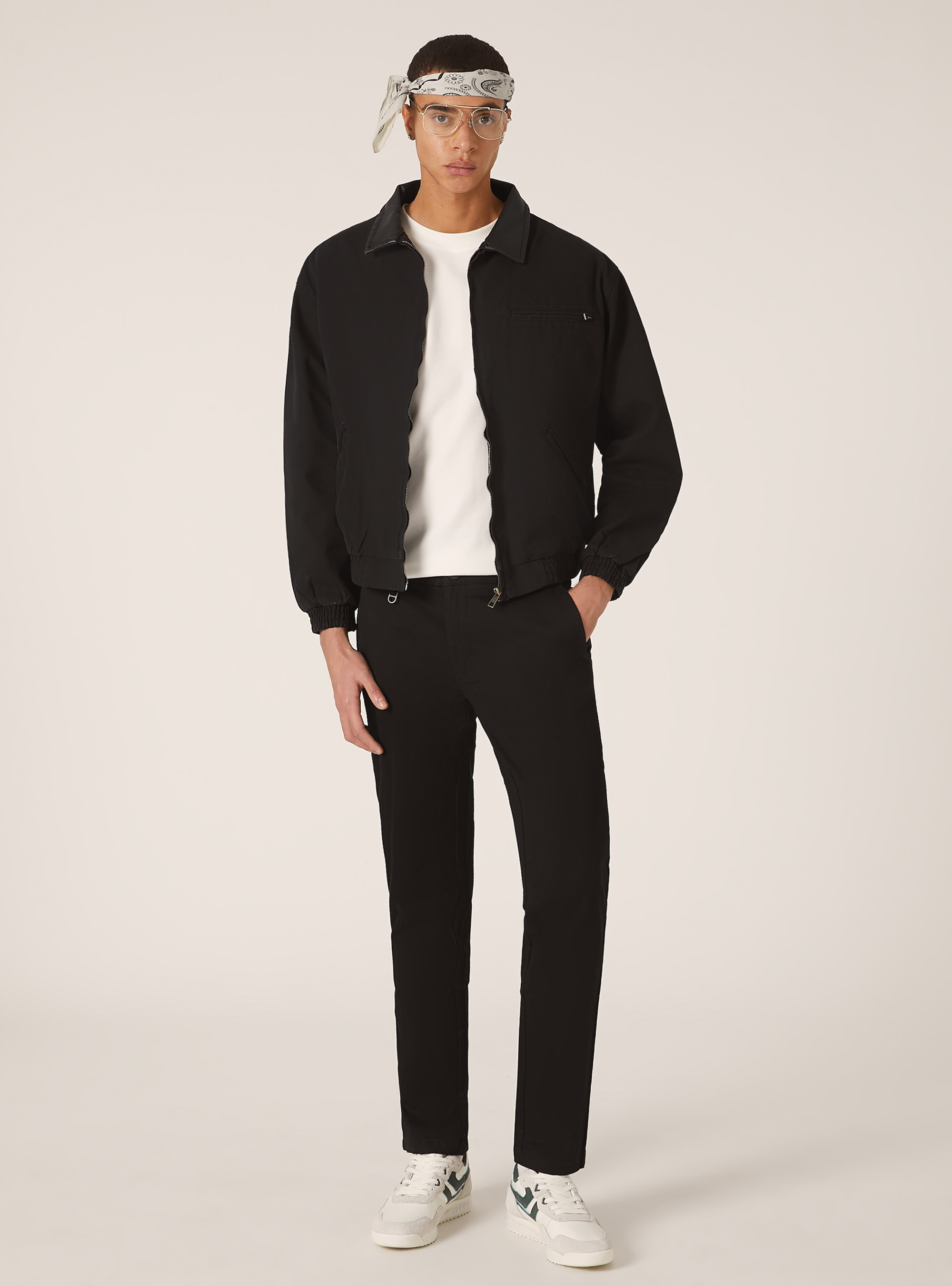 Pantalones chino el&aacute;sticos de sarga ajustados, BK1 BLACK