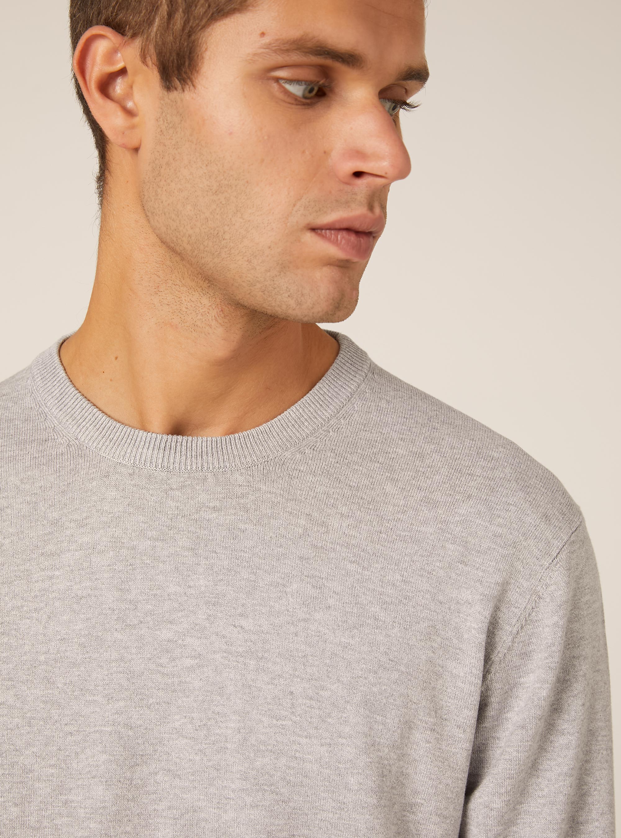Pull &agrave; col rond en viscose Ecovero, MGY2 GREY MEL MEDIUM