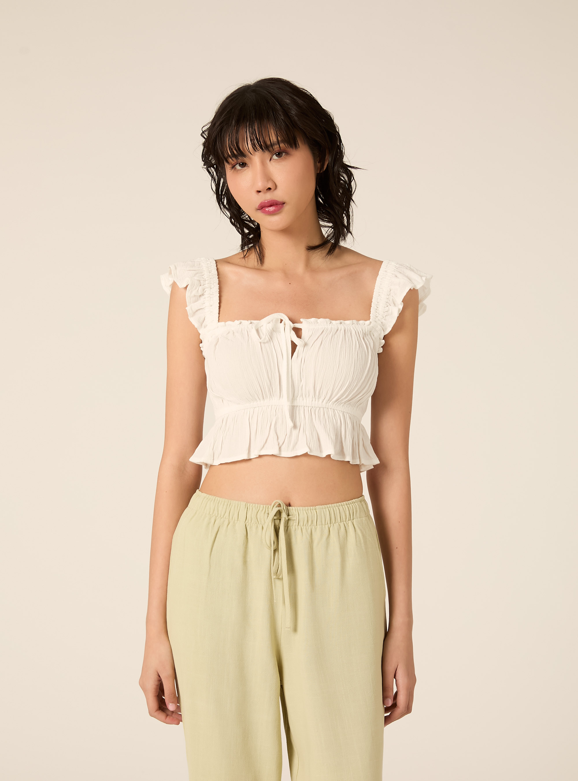 Top in crepe con volant, PANNA