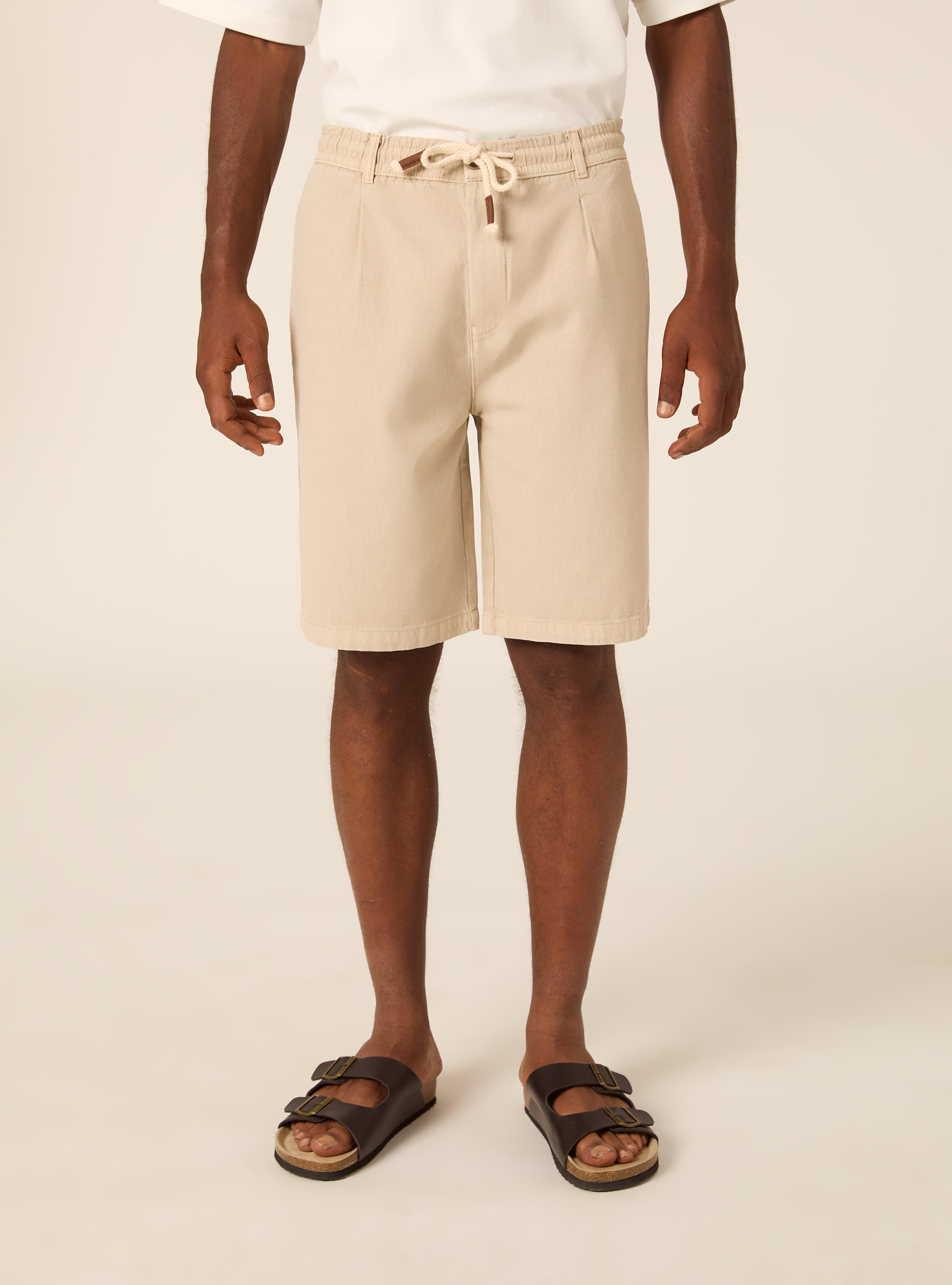 Bermuda in baby twill di cotone, BEIGE MEDIO