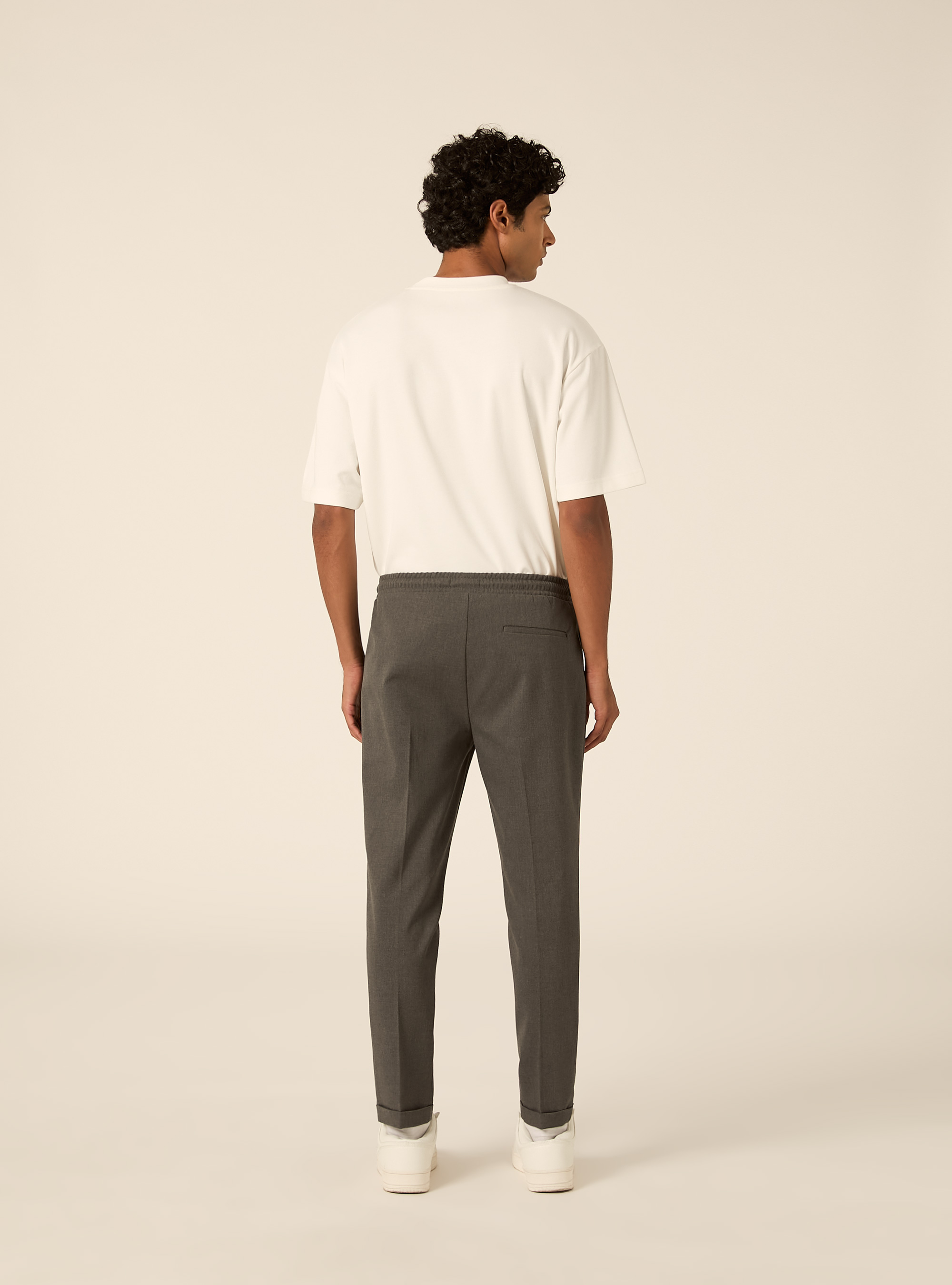 Twill jogger trousers with pleats, MGY1 GREY MEL DARK