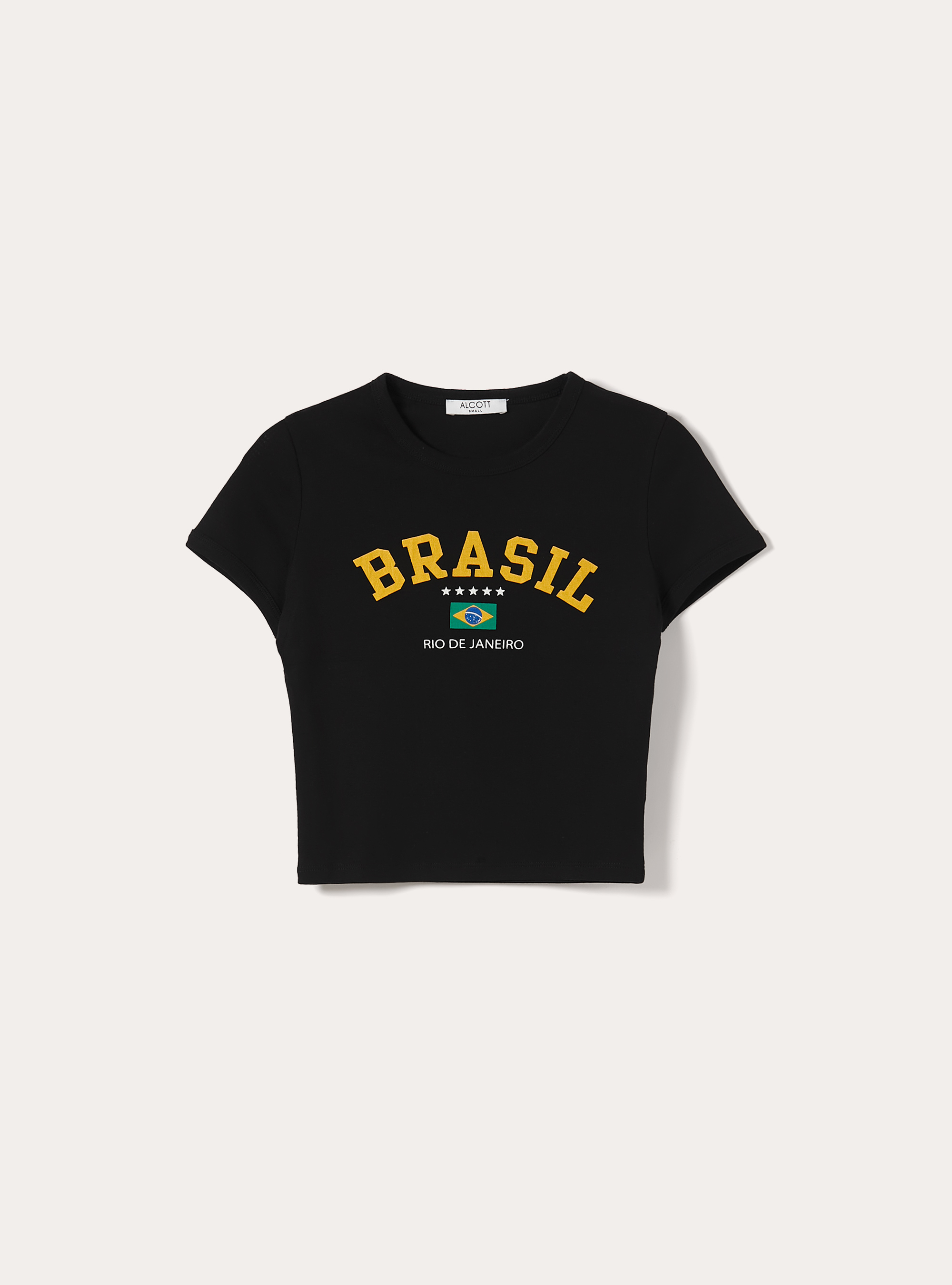 T-Shirt Crop Fit, BK1 BLACK
