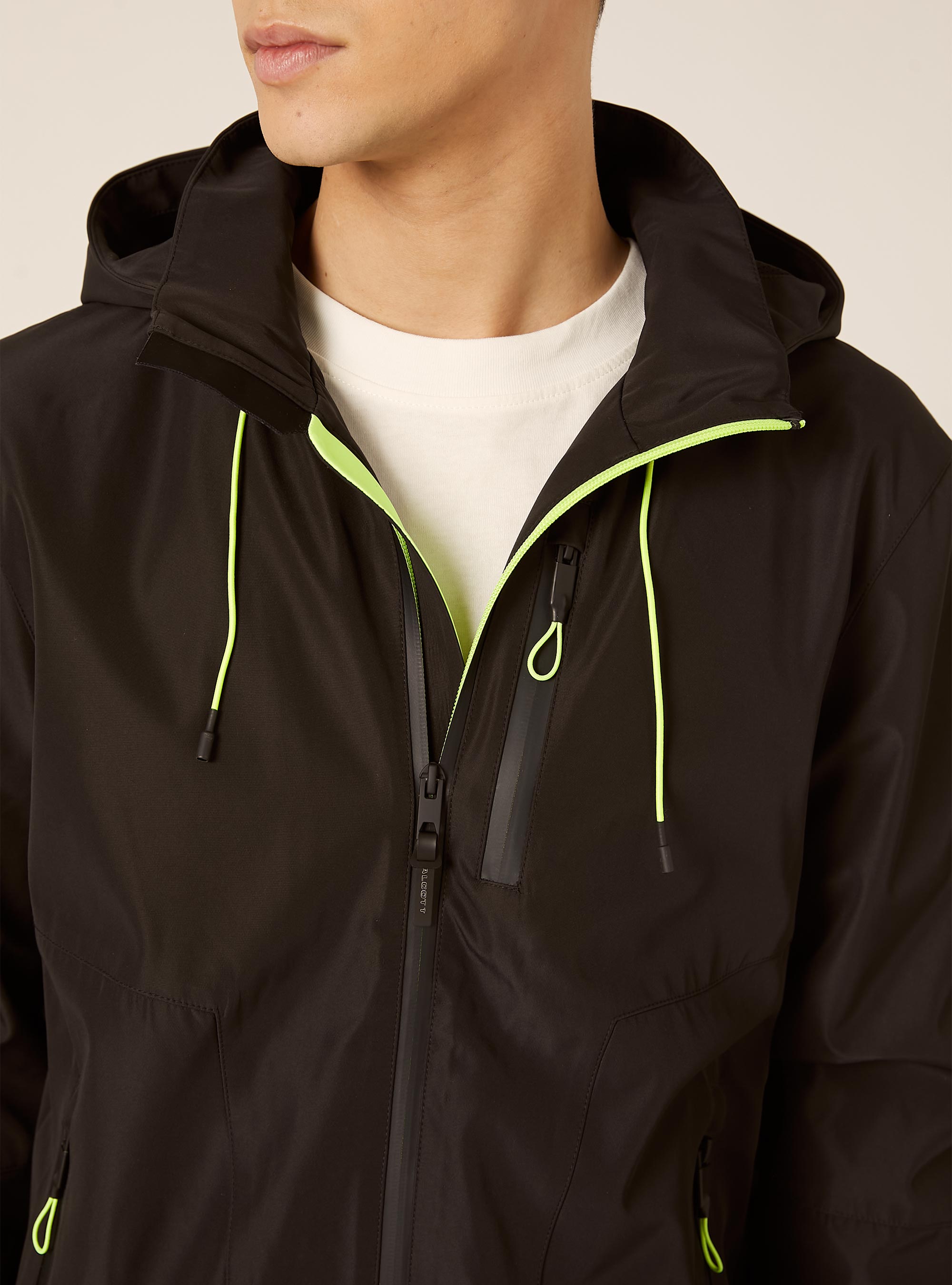 Windproof bomber jacket with hood, BK1 BLACK