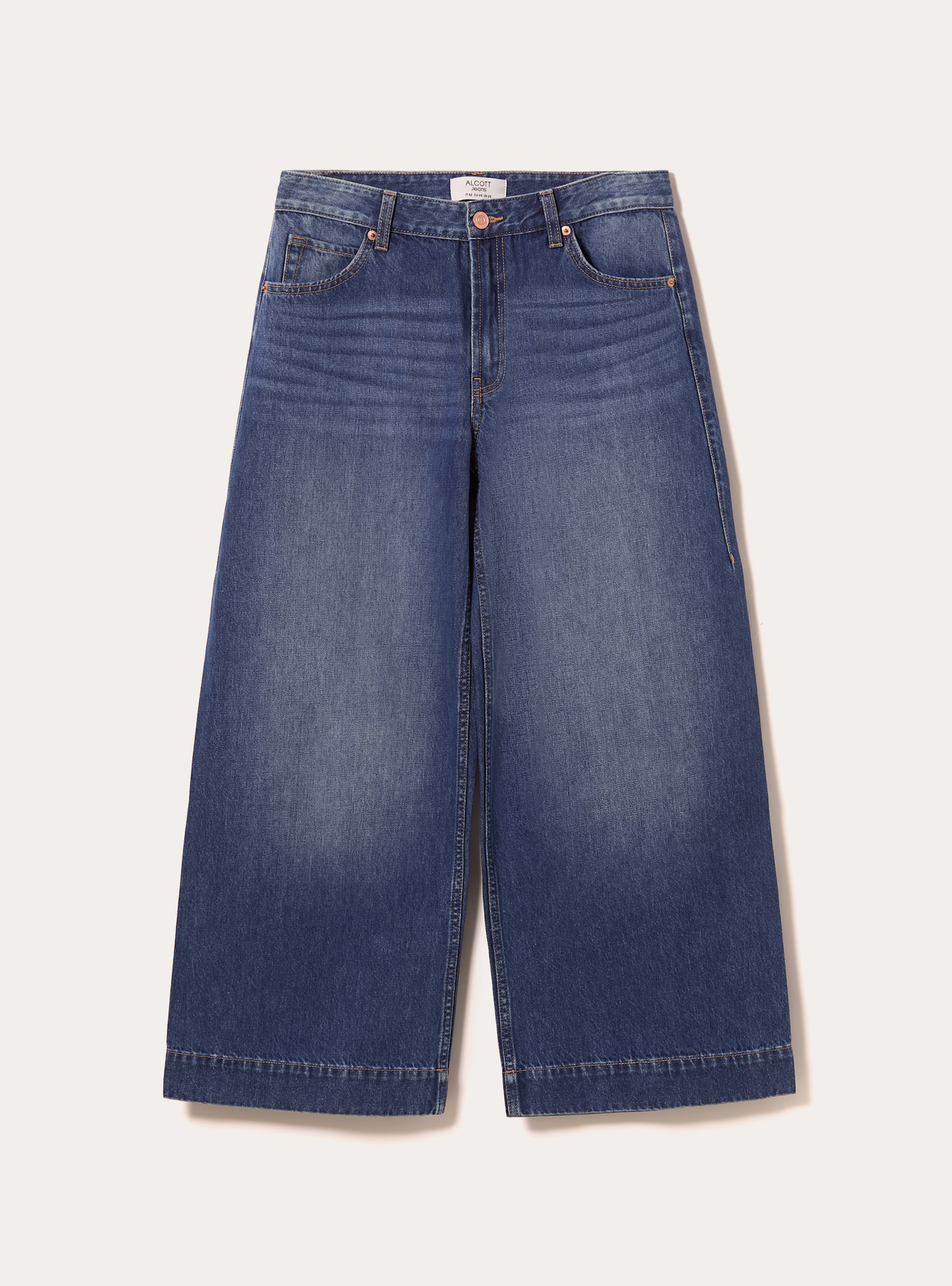 Jean crois&eacute; &agrave; jambe large de couleur, D003 MEDIUM BLUE