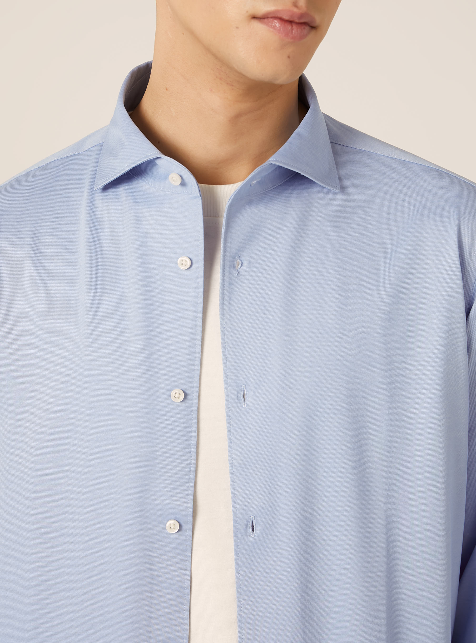 Traveller-Hemd aus Jersey, MAZ3 AZURE MEL LIGHT