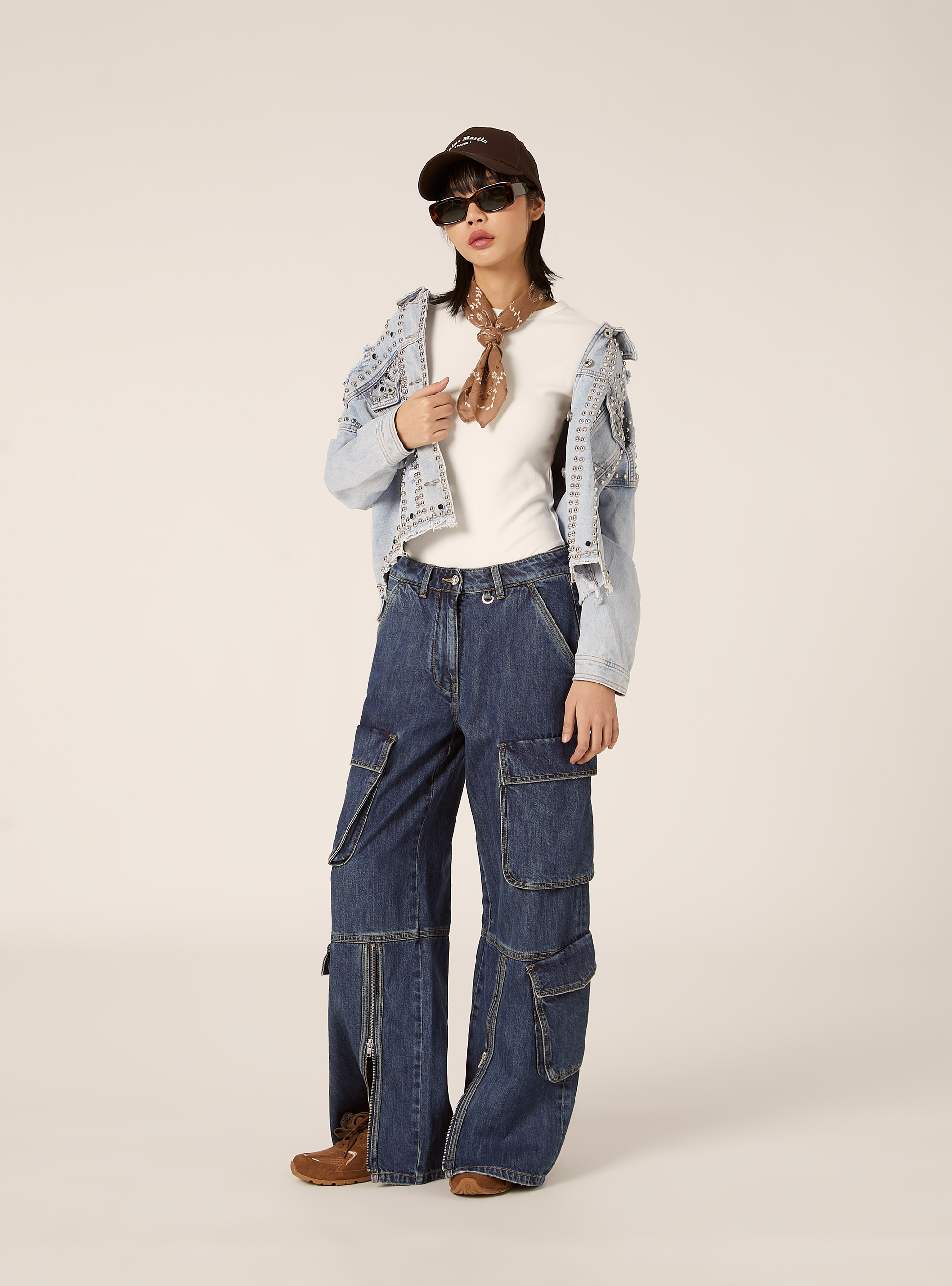 Denim jacket with studs, D007 LIGHT AZURE