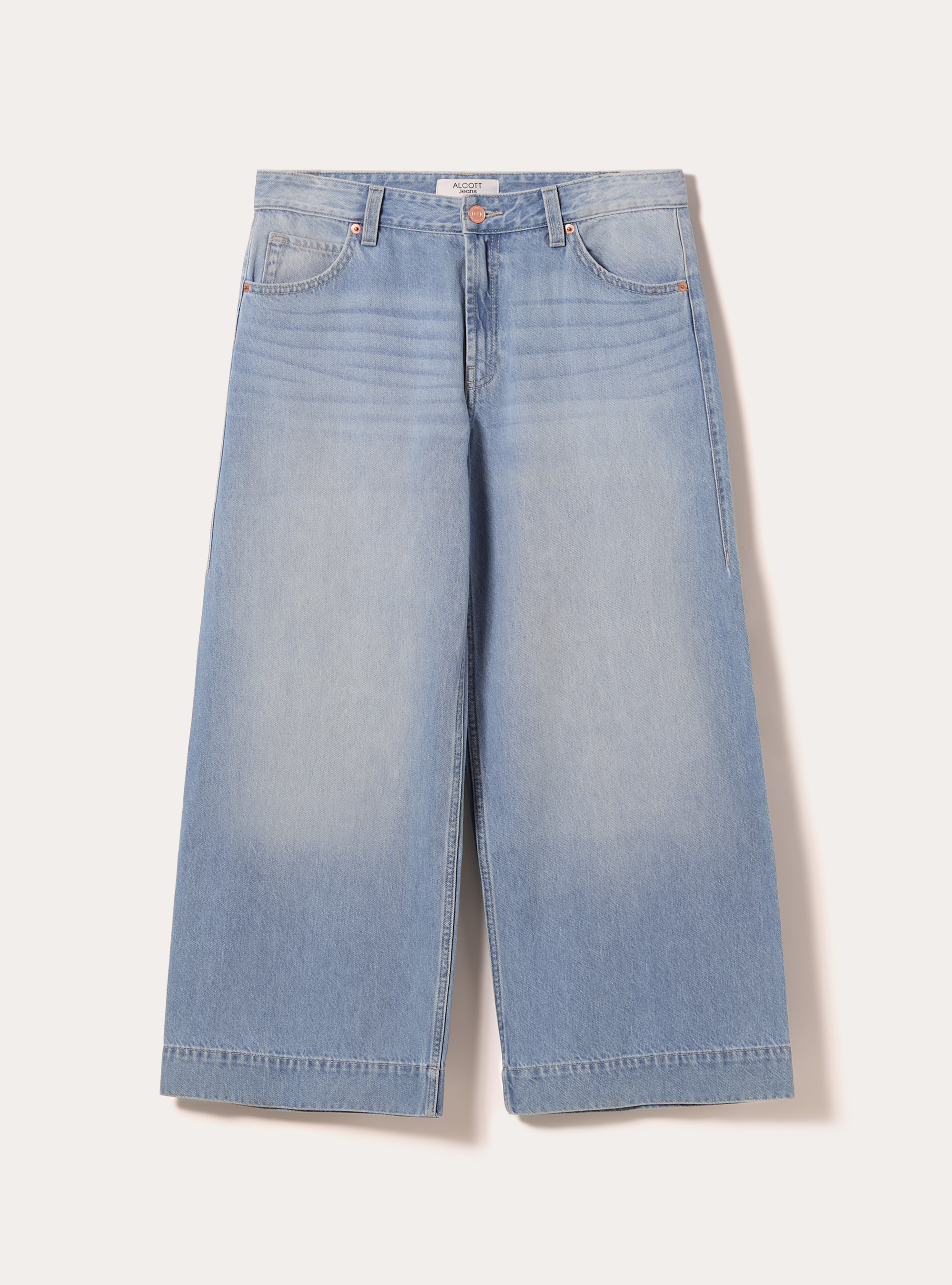 Jean crois&eacute; &agrave; jambe large de couleur, D006 AZURE