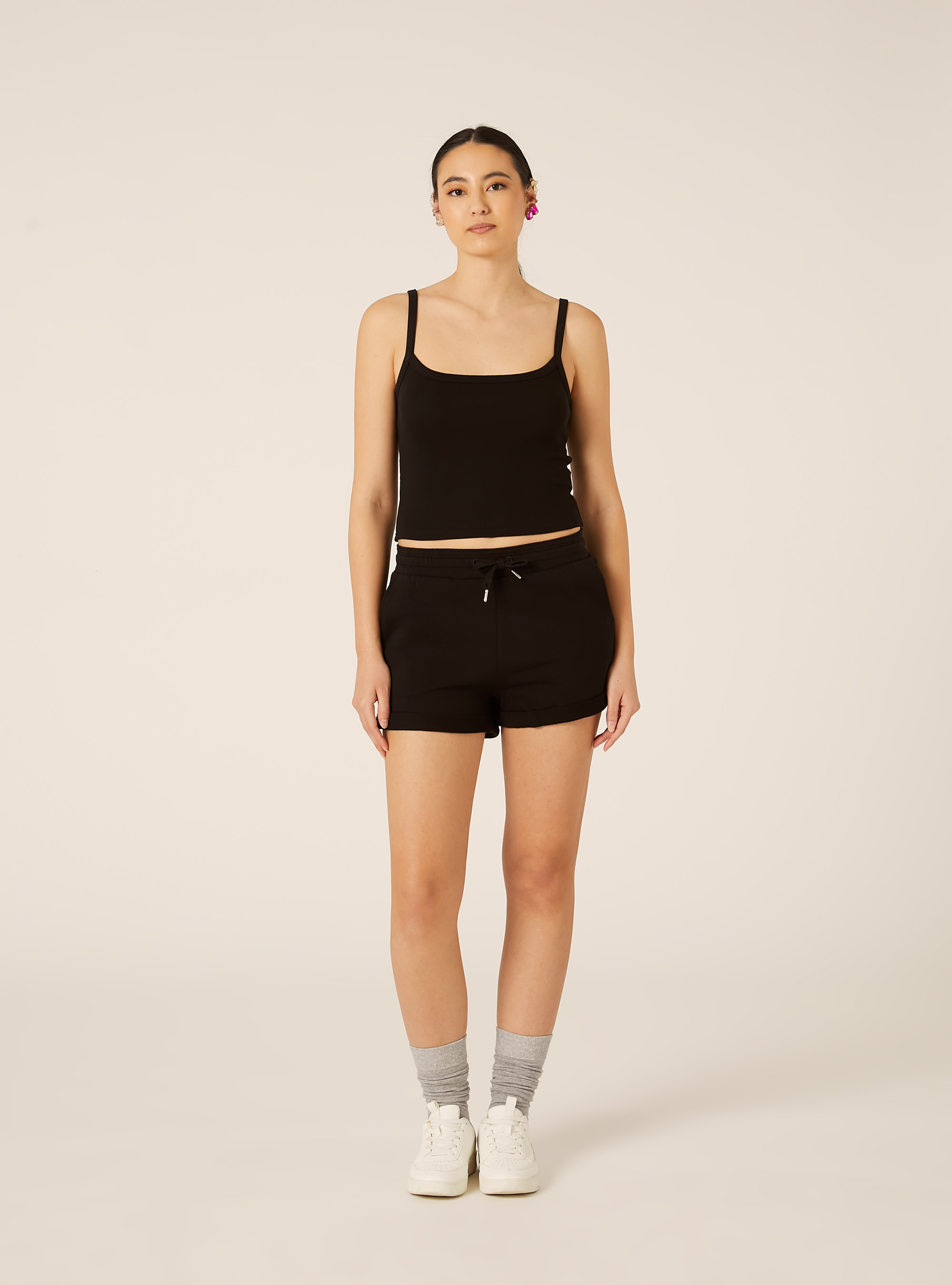 Debardeur Crop Cotele Basic, BK1 BLACK