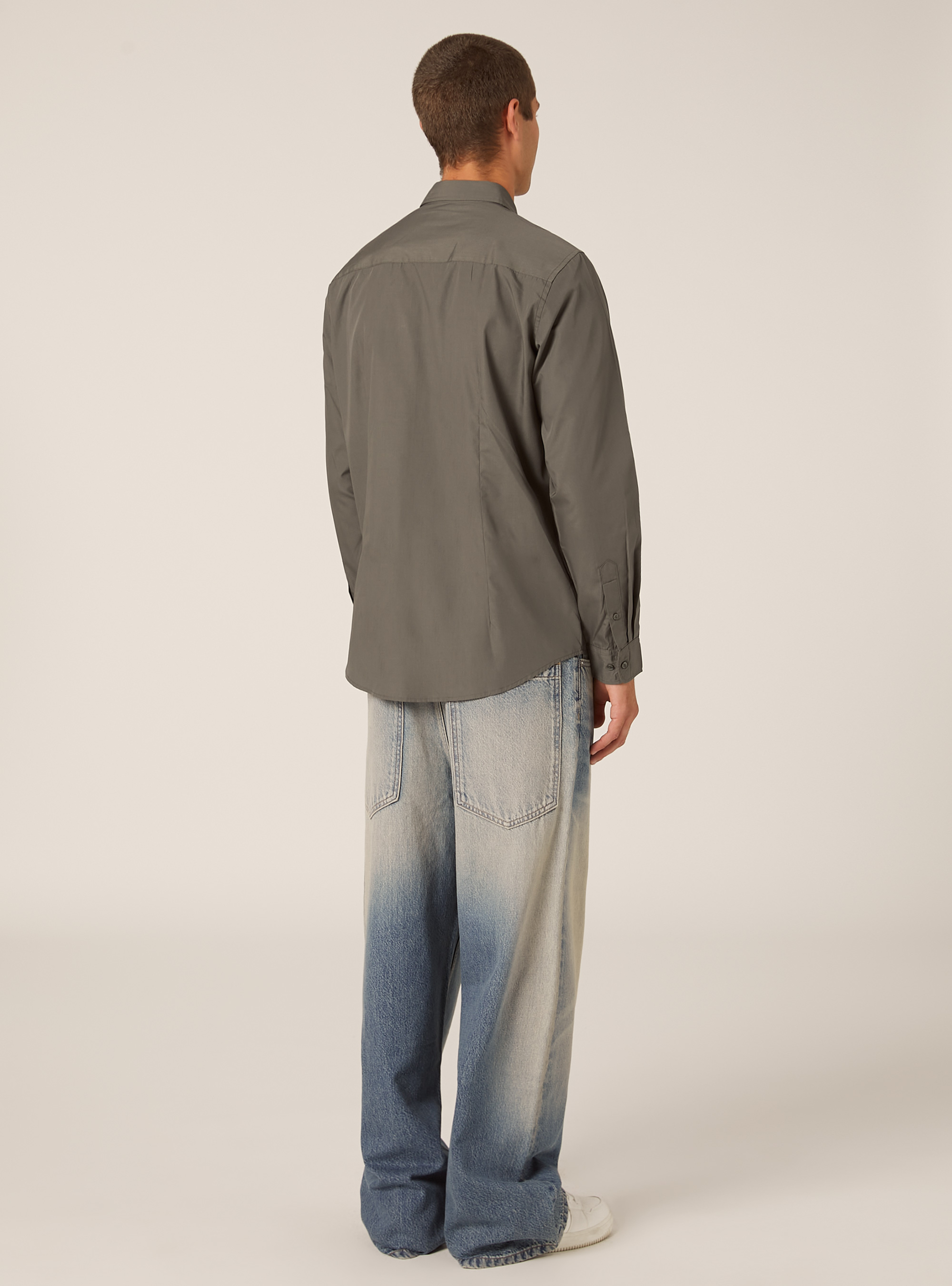 Chemise &agrave; manches longues unie, KY1 KAKY DARK