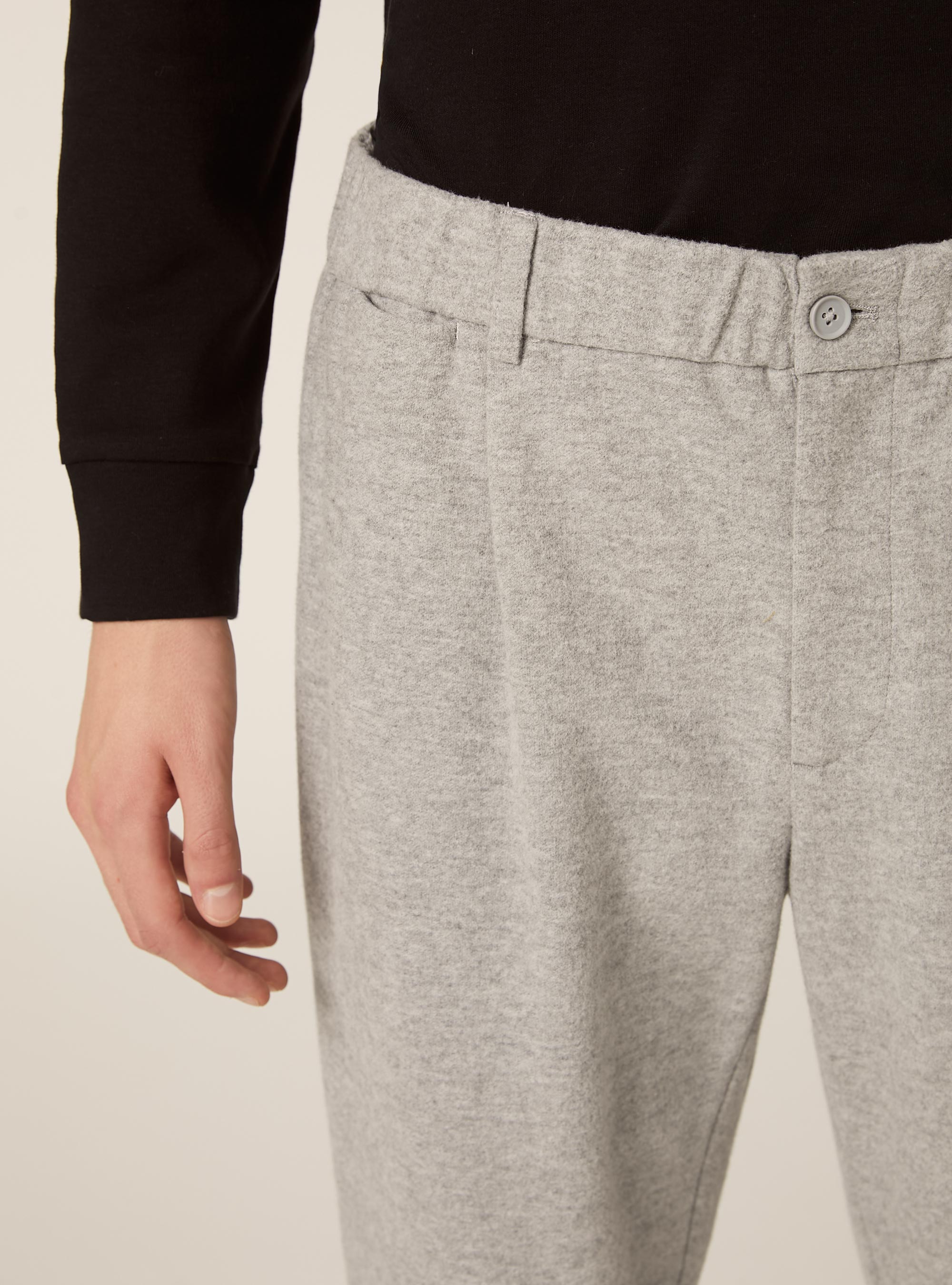 Pantalon &agrave; pinces effet flanelle, MGY3 GREY MEL LIGHT